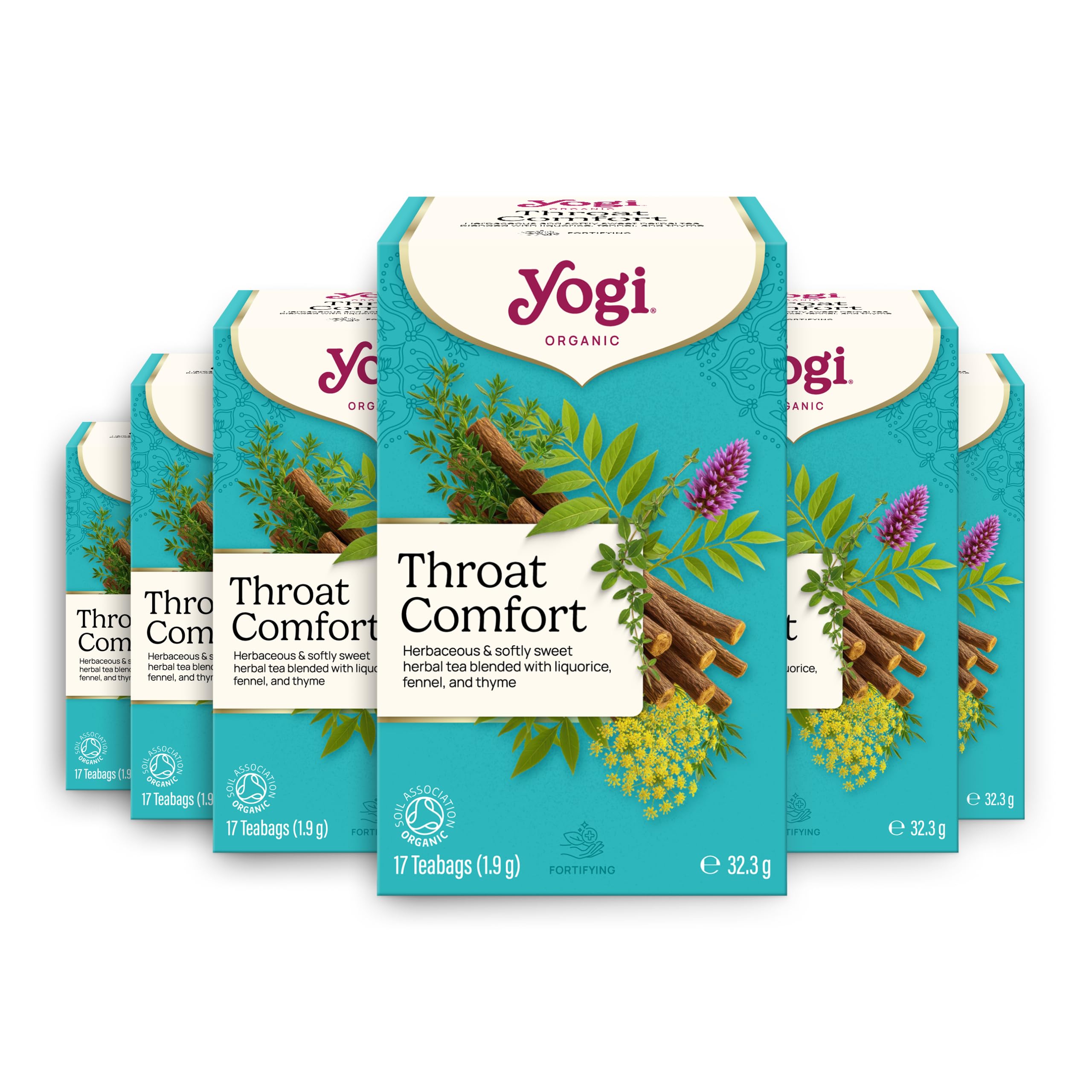 Yogi Throat Comfort Organic Herbal Tea - Throat Soothing | 6 Boxes | 102 Tea Bags