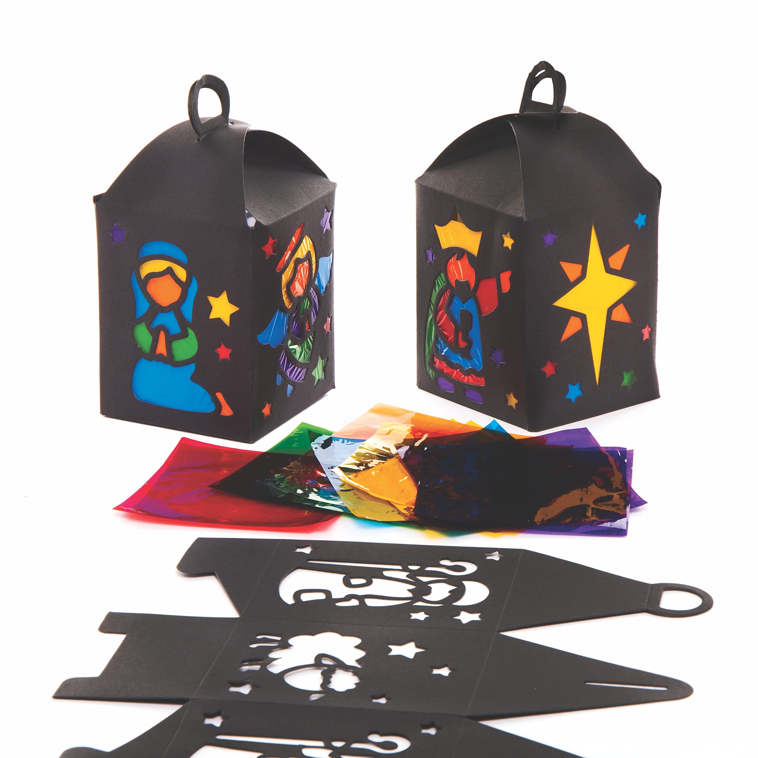 Baker Ross Nativity Stained Glass Lantern Kits - Pack of 4, Ages 5+, Assorted Designs 5
