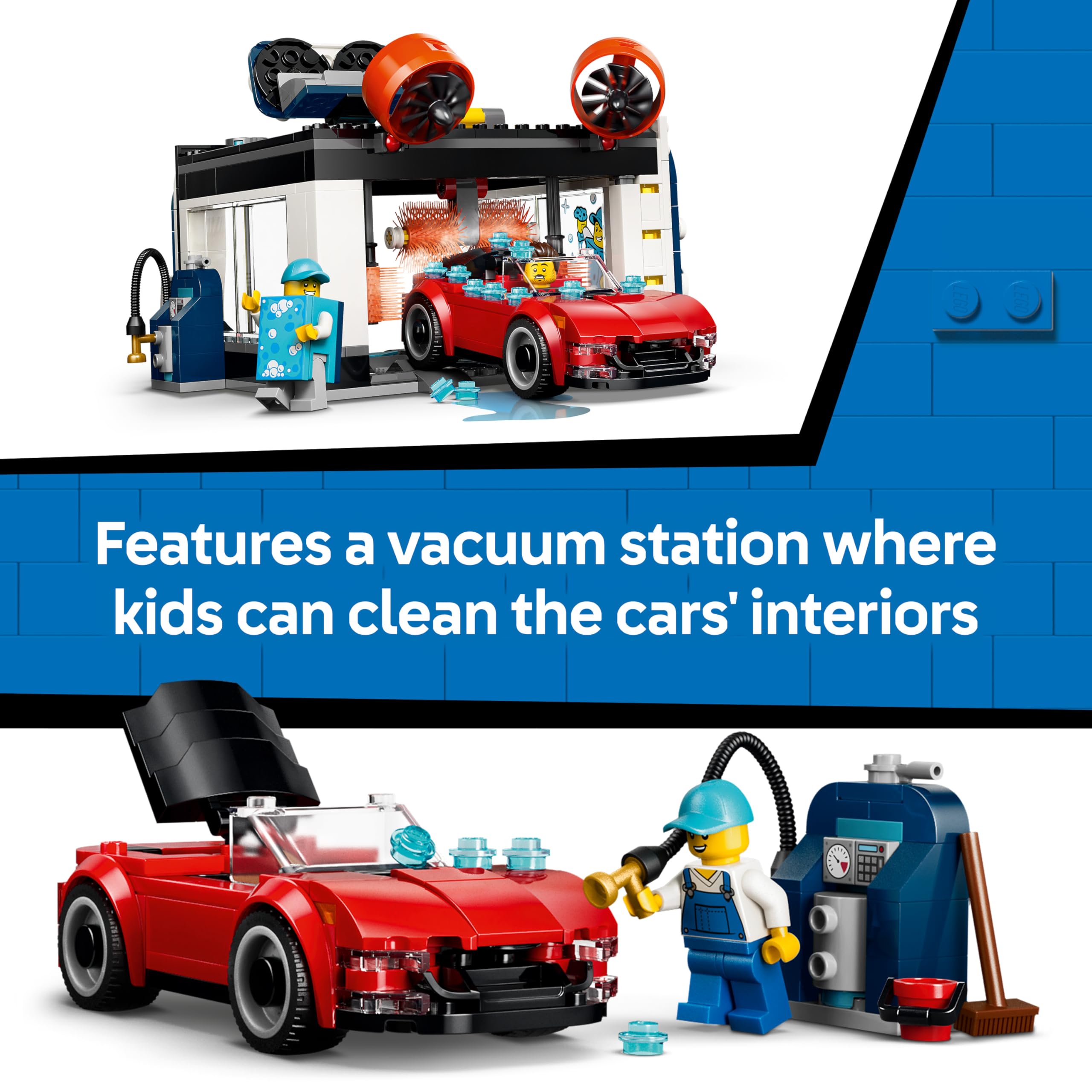 LEGO City Drive-Through Car Wash Toy Set 60497 with 2 Model Cars for Ages 6+ 6