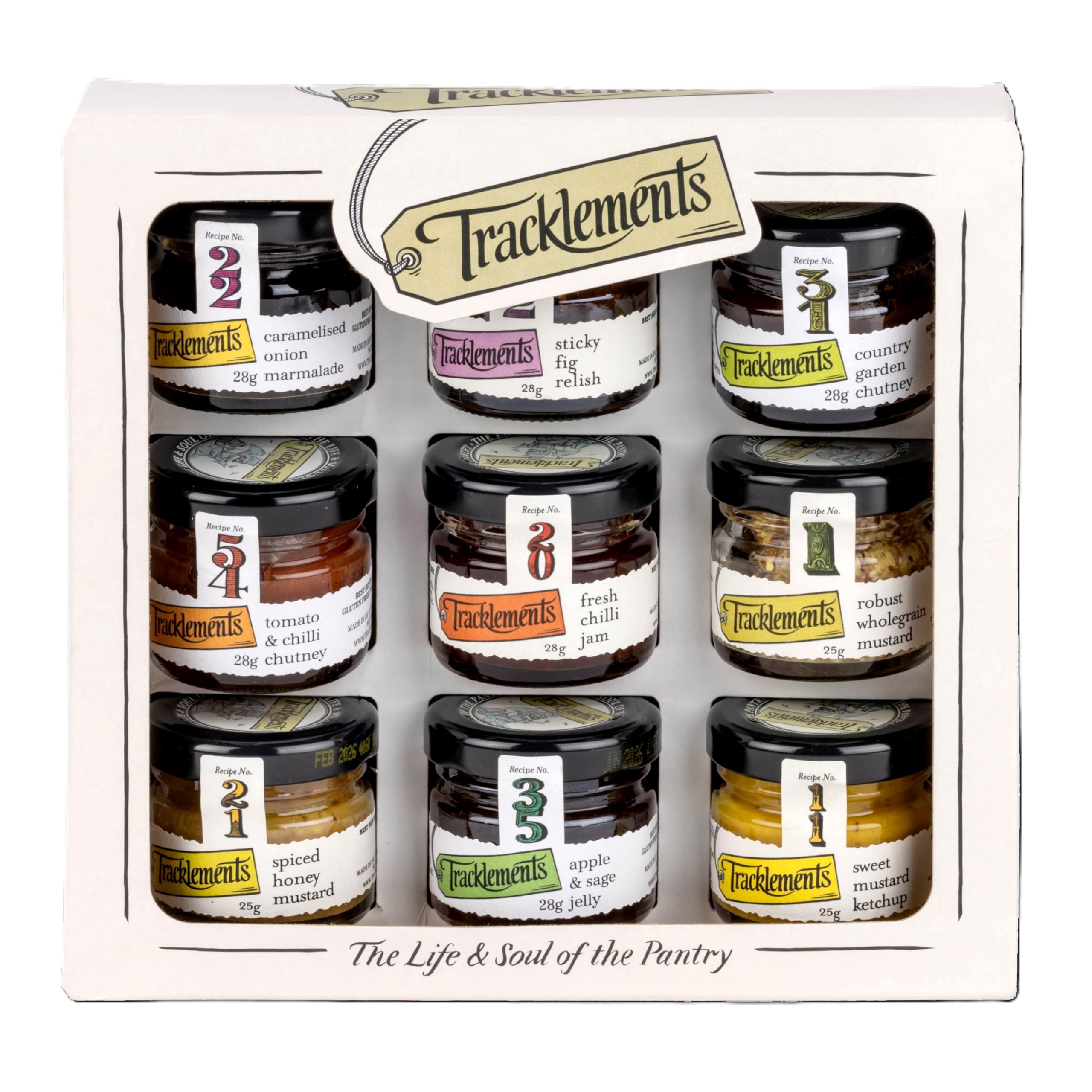 Tracklements Mini Jar Gift Pack - 9 Jars (25g, 28g) of Jams, Chutneys, Relishes & Marmalades