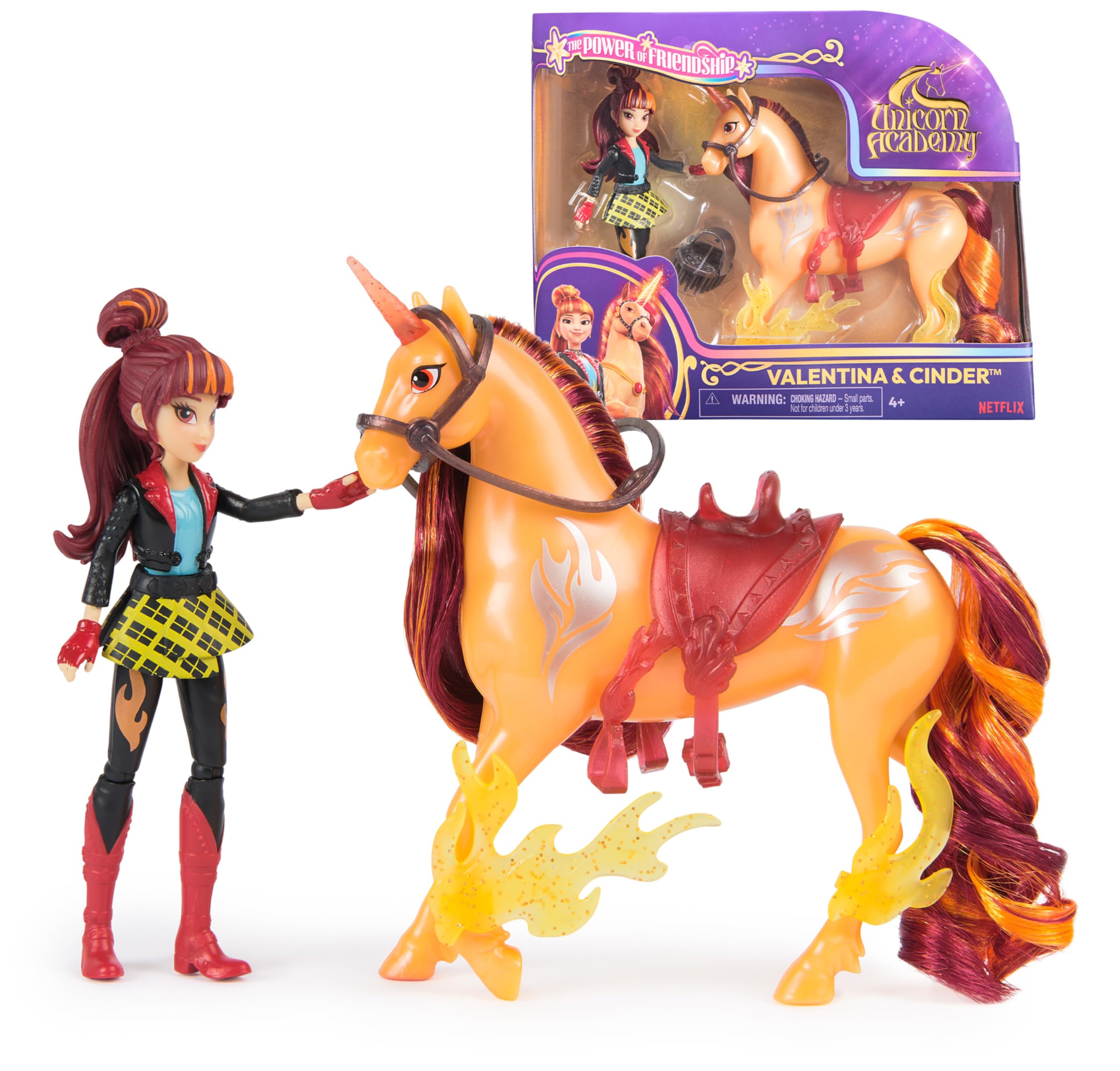 Unicorn Academy Valentina & Cinder Power of Friendship Playset | 4.5" Doll, 5" Unicorn, Translucent Accessories | Ages 4+ 1