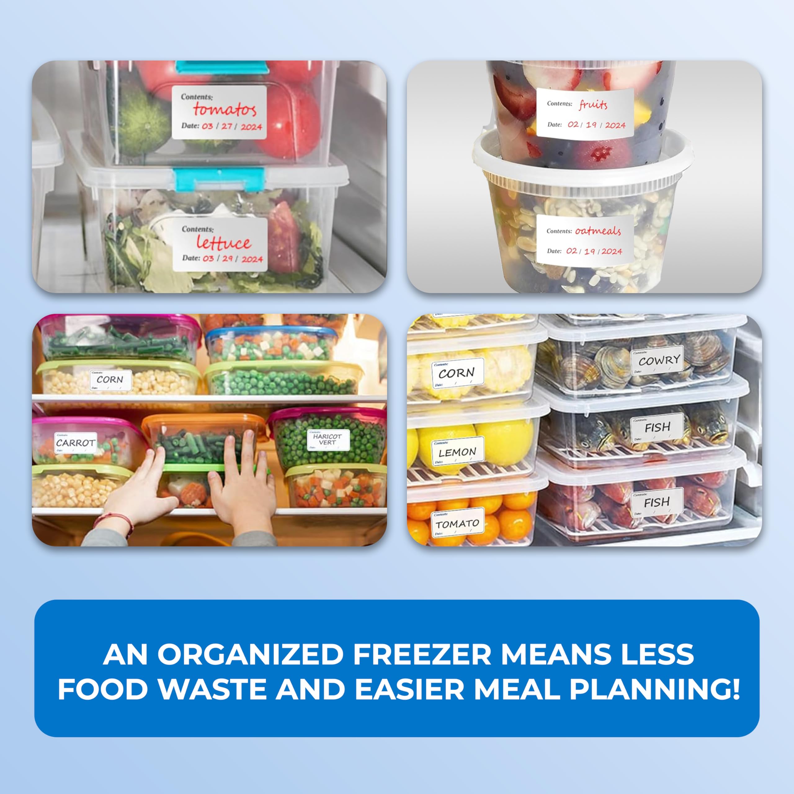 Double Dragon Premium Removable Freezer Stickers - 100 Pack | 6x3cm | Waterproof & Residue-Free 3