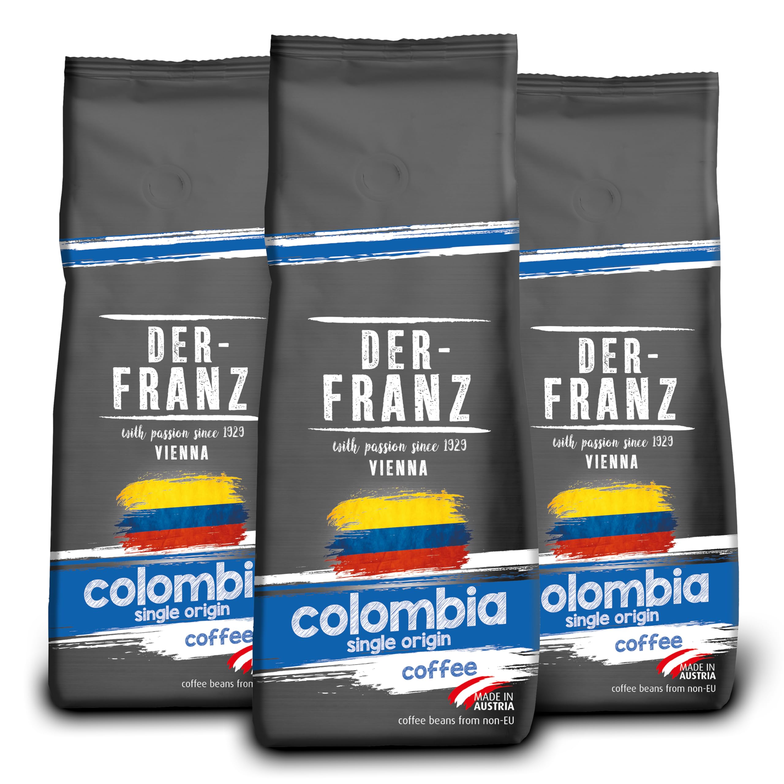Der-Franz Colombia Single Origin Roasted Whole Coffee Beans - 3 x 500g Pack 1