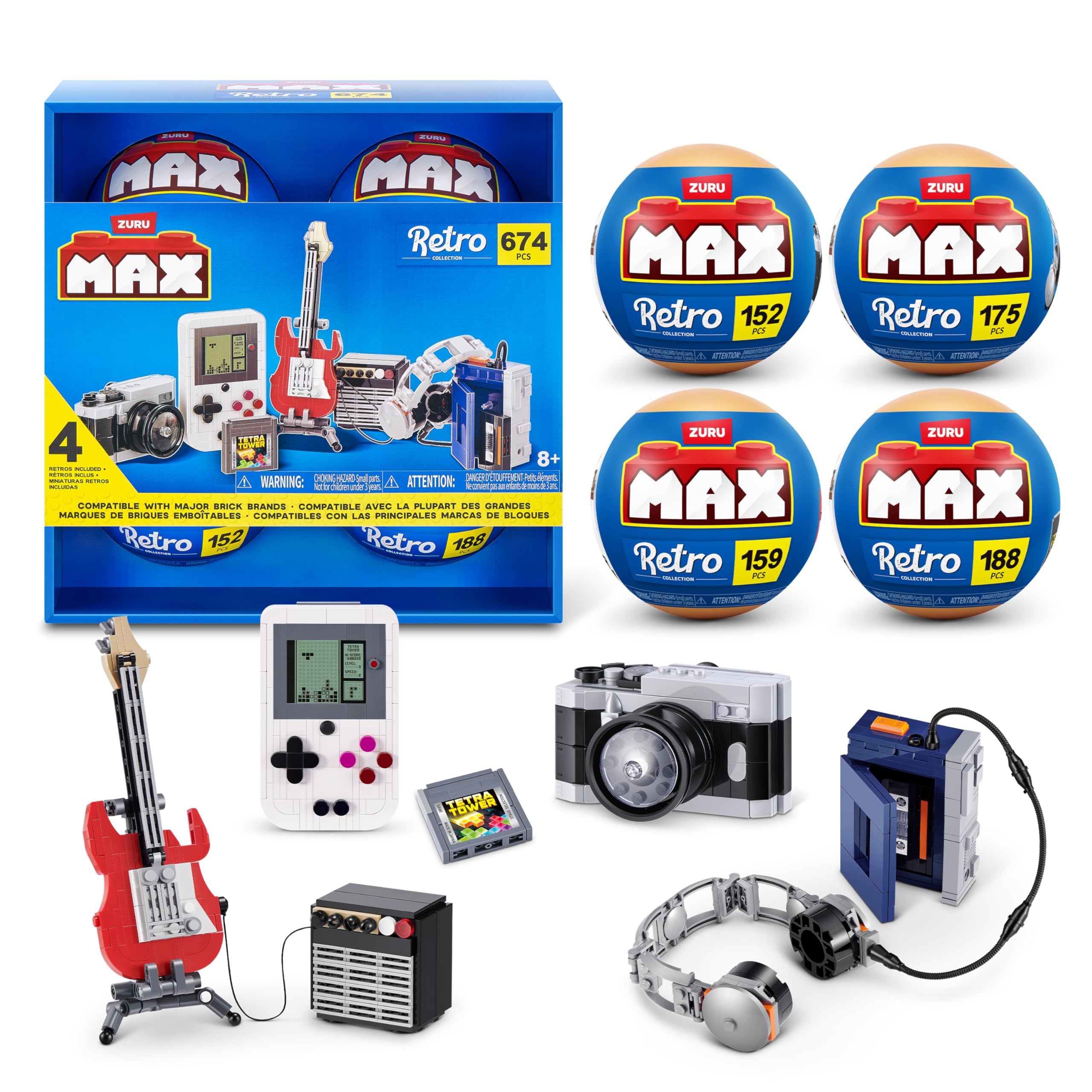 Max Build More Premium Retro Series 2 Building Set - 4 Iconic Builds | Compatible Bricks