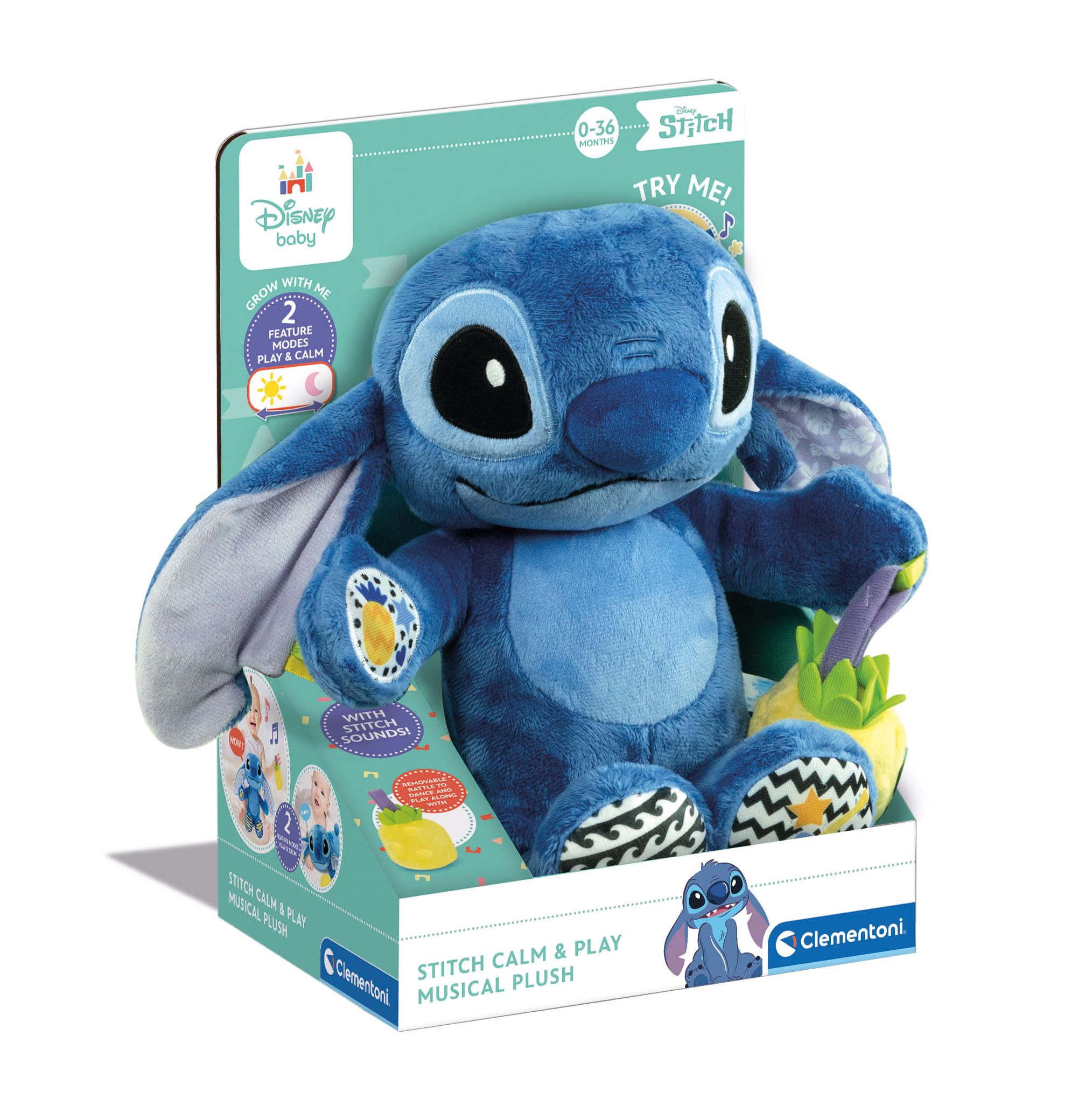 Clementoni Disney Baby Stitch Musical Plush - Educational Electronic Toy for Toddlers, 0 Months & Up 10