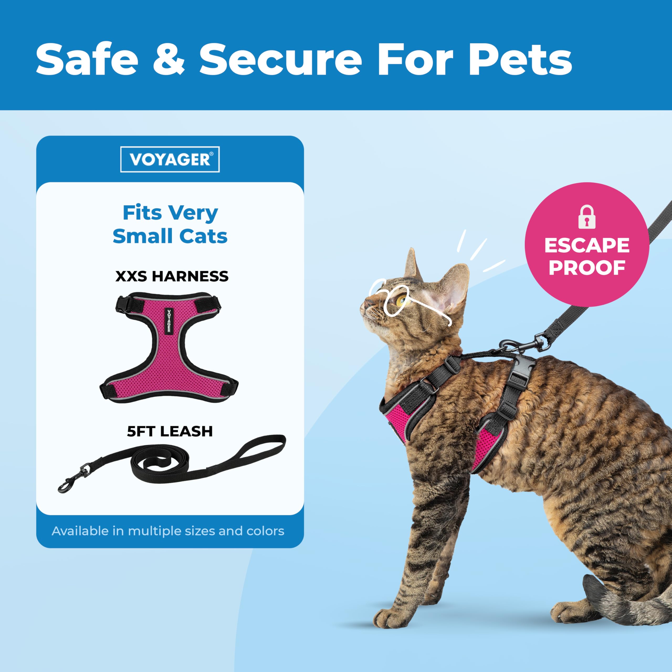Best Pet Supplies Voyager Escape Proof Cat Harness and Leash Set - XXS, Fuchsia
