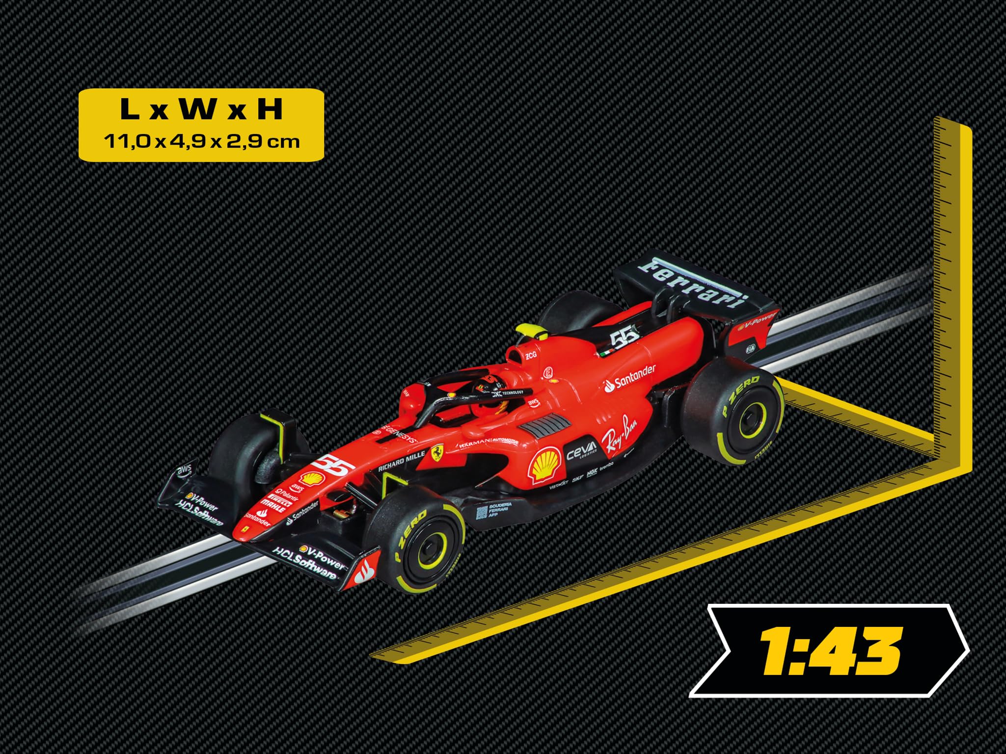 Carrera GO!!! Ferrari SF-23 Slot Car - C. Sainz Replica, 1:43 Scale 3