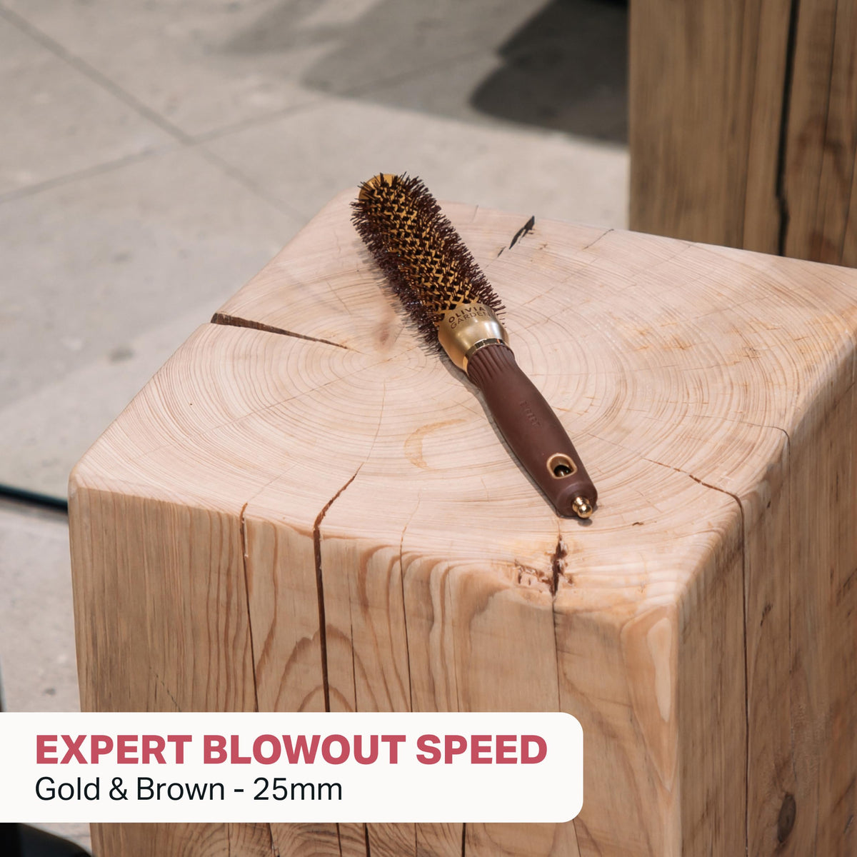 Olivia Garden Expert Blowout Speed Round Hair Brush - 25 mm, Gold & Brown