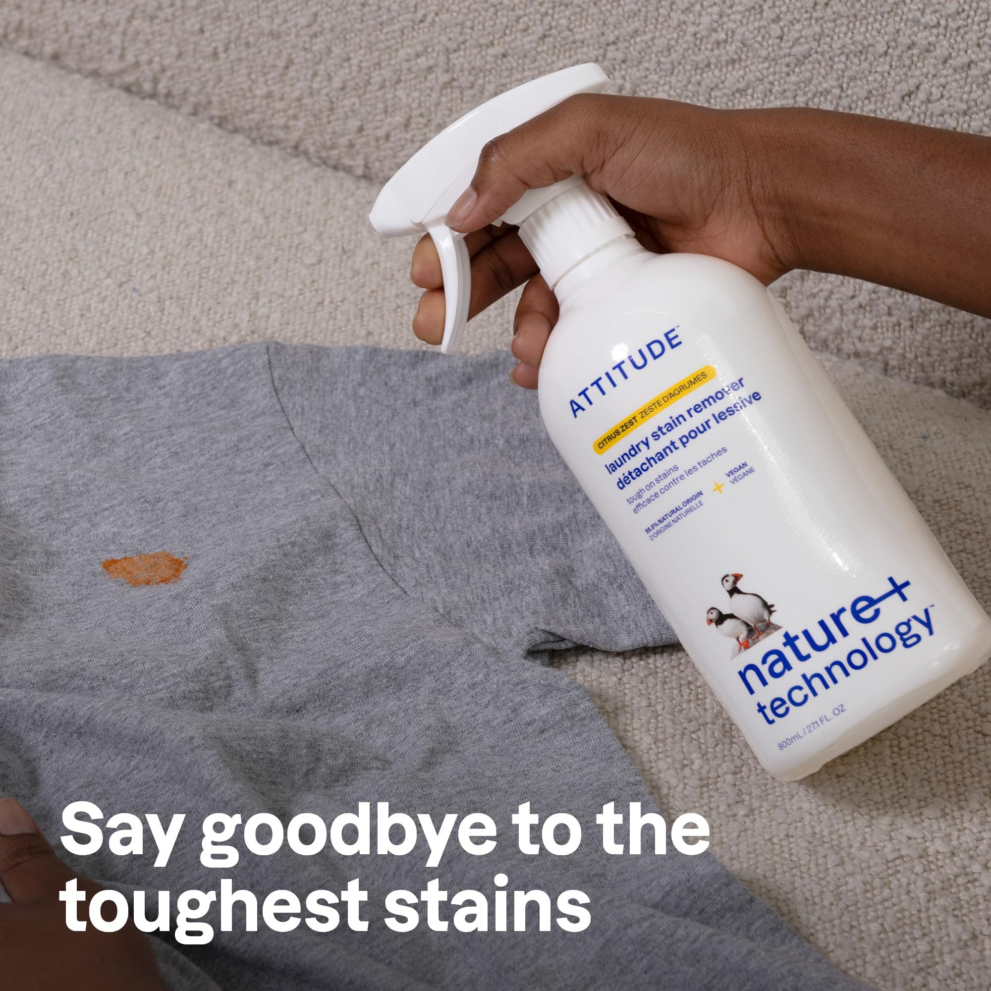 ATTITUDE Laundry Stain Remover - Plant-Based, Citrus Zest Scent, EWG Verified | 800 ml
