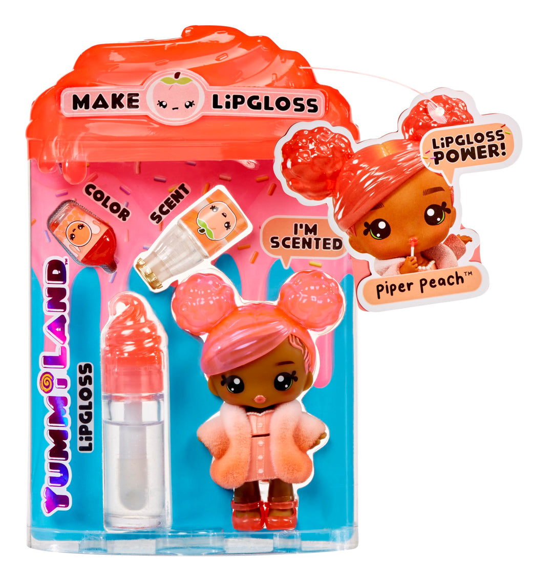 Yummiland Piper Peach Doll - Scented Character with DIY Lipgloss Kit - Ages 4+
