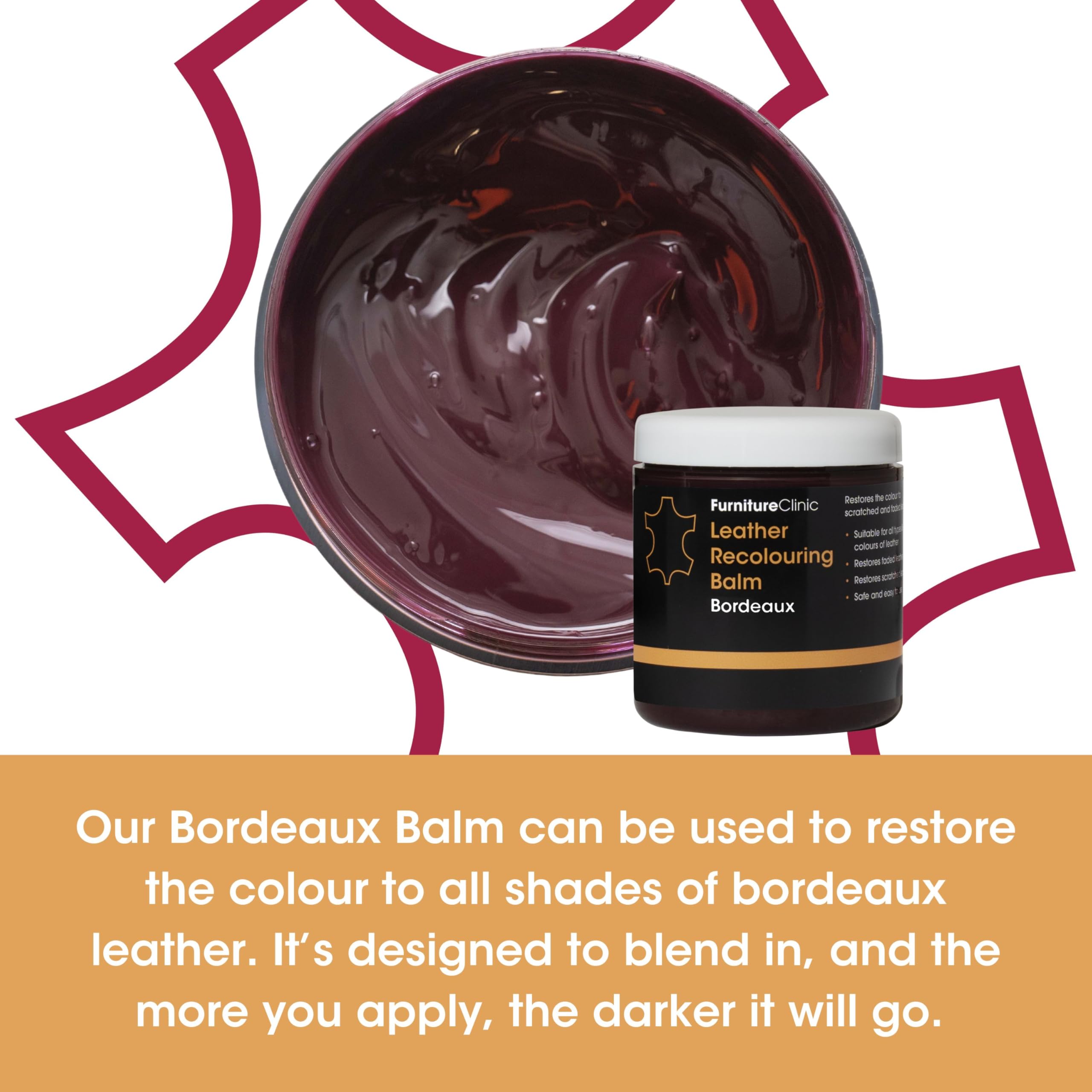 Furniture Clinic Leather Recolouring Balm - Bordeaux Shade for Faded & Scratched Sofas, Car Seats, Shoes, Clothing 8