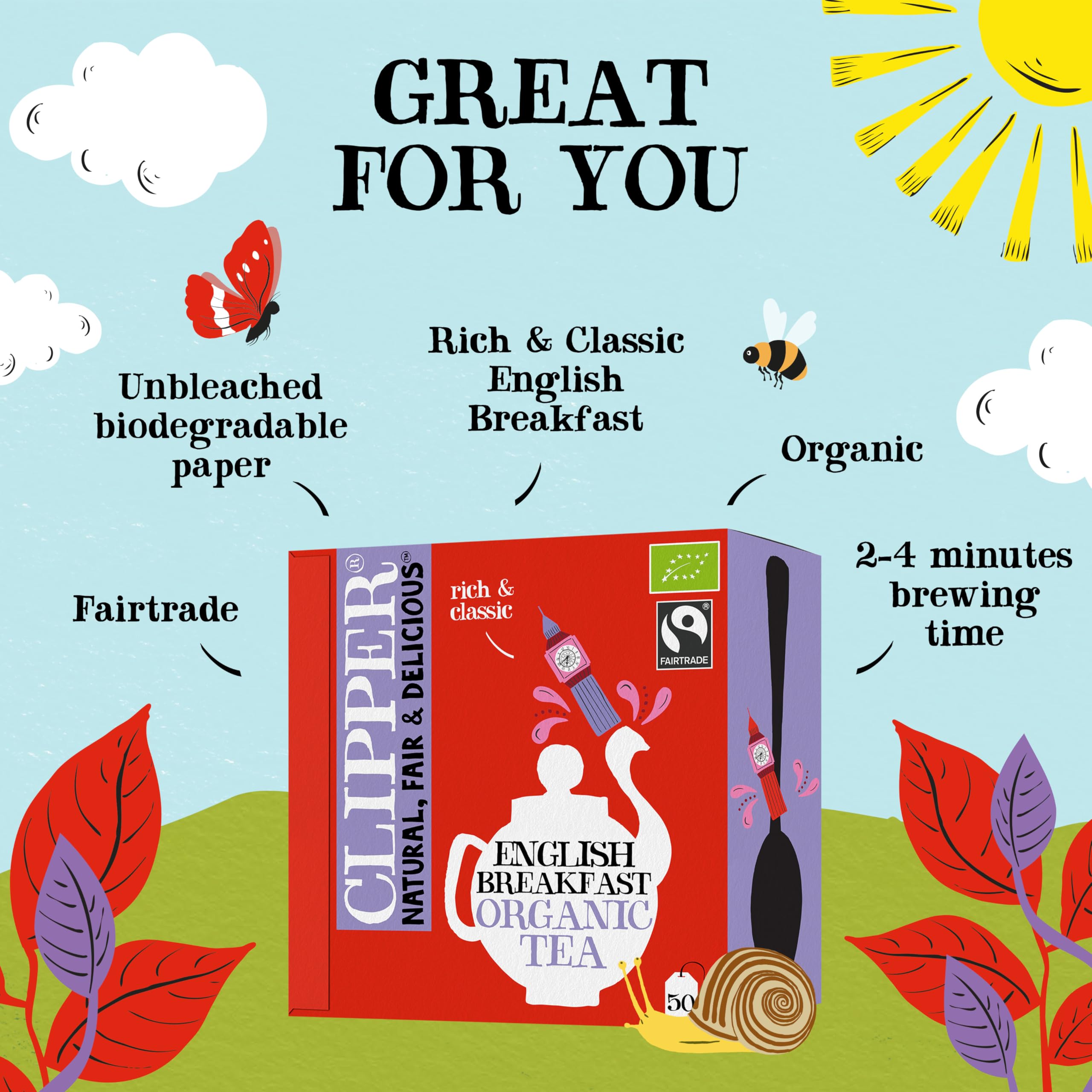 Clipper Organic English Breakfast Tea - Full-Bodied Assam & Ceylon Blend | 50 Count Teabags 2