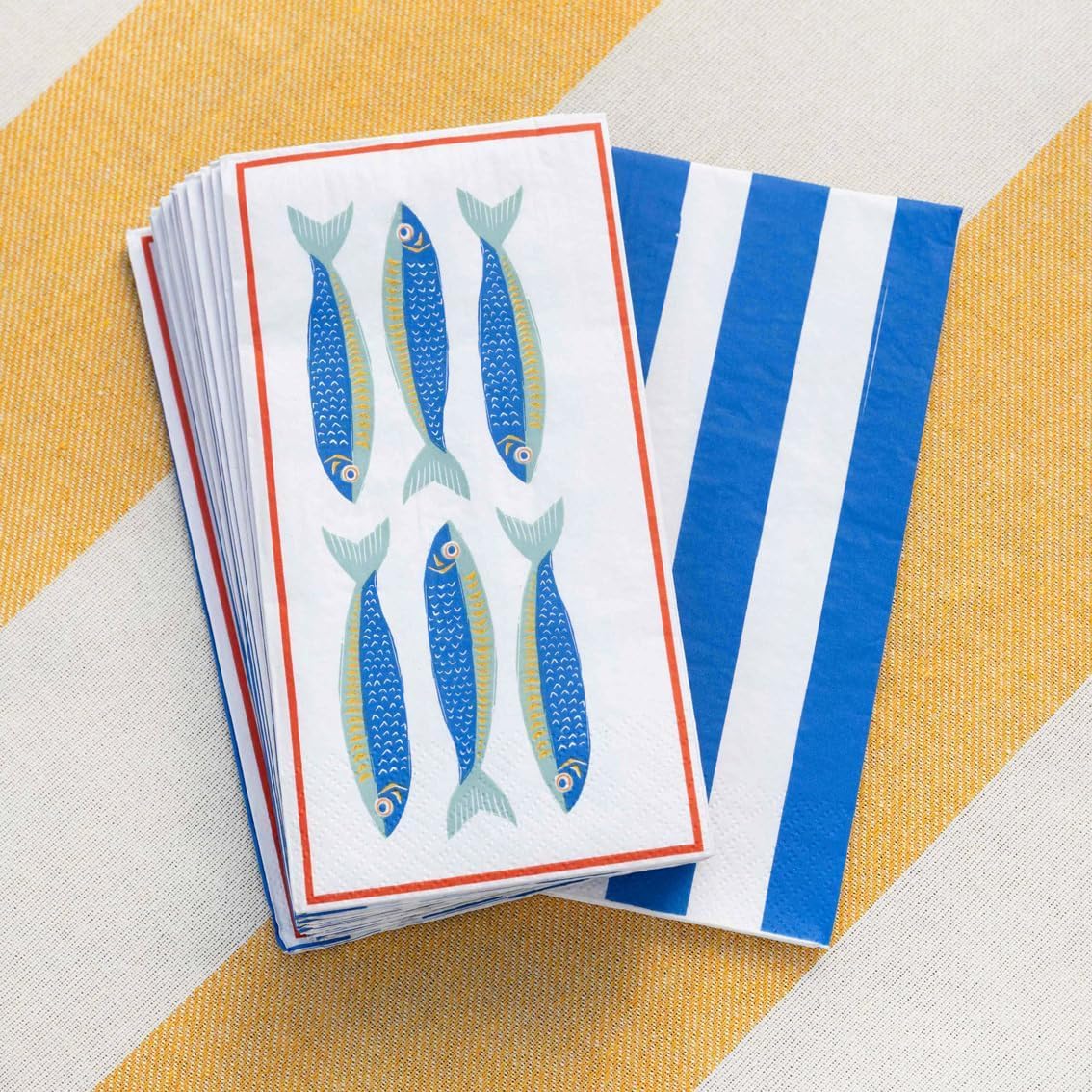 Talking Tables Premium Fish Themed Napkins - 16 Pack, 40cm x 40cm | FSC Recycled Paper