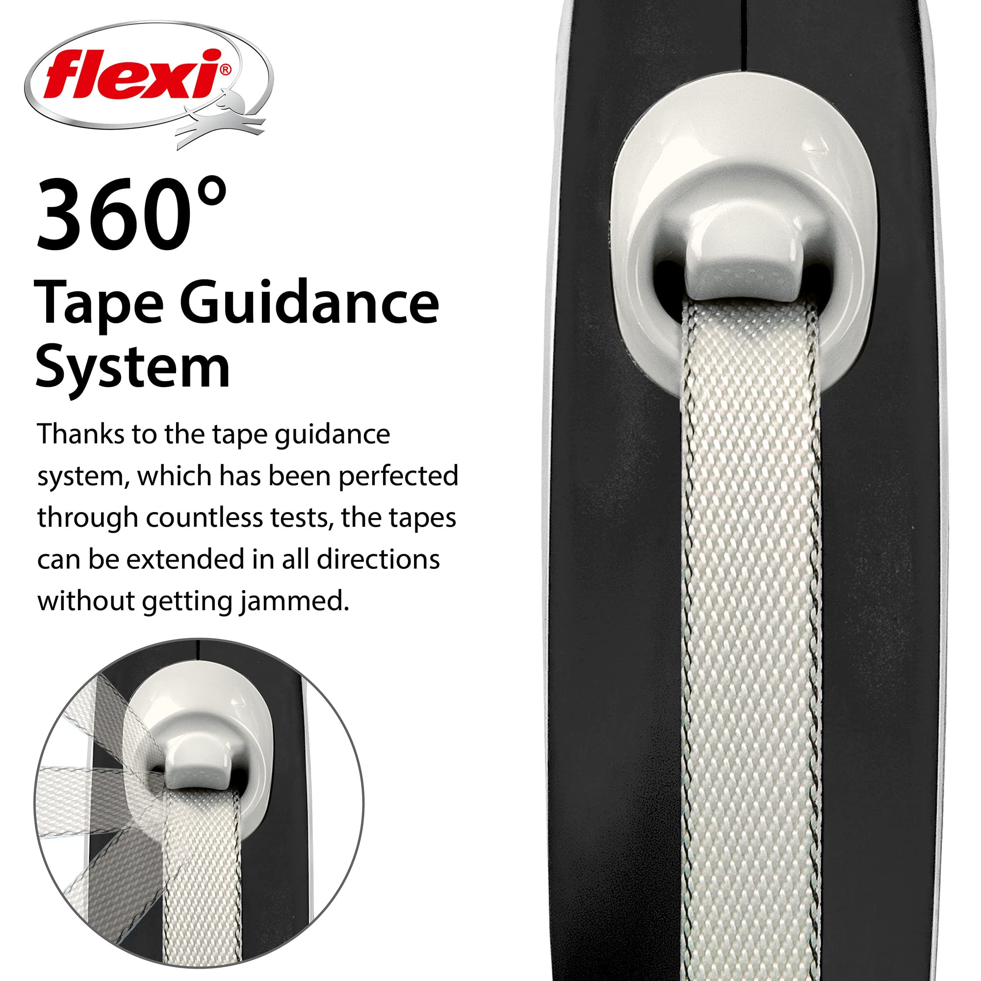 flexi New Comfort S Retractable Dog Leash - 5m Tape | Up to 15kg | Grey & Black 3