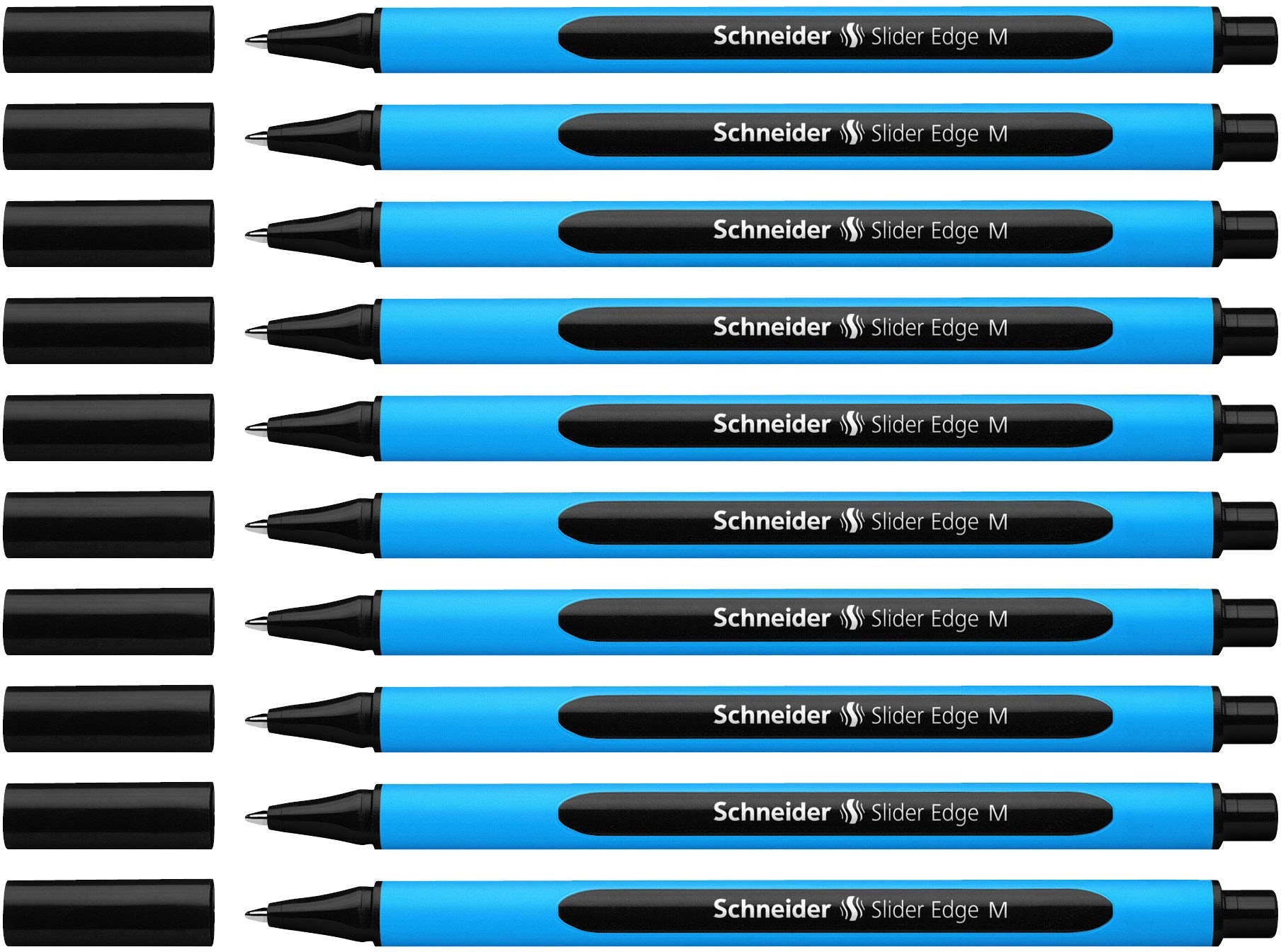 Schneider Edge Viscoglide Ballpoint Pen - Medium Point, Black Ink, 83% Recycled Plastic Body | Pack of 10