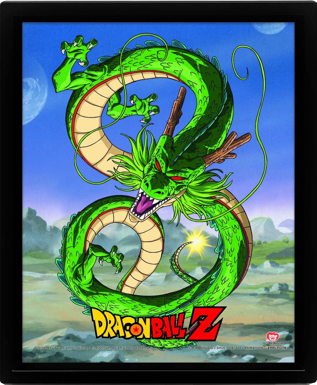 Dragon Ball Z 3D Lenticular Poster in Box Frame - Shenron and Dragon Balls Design, 10x8 Inches, Official Merchandise