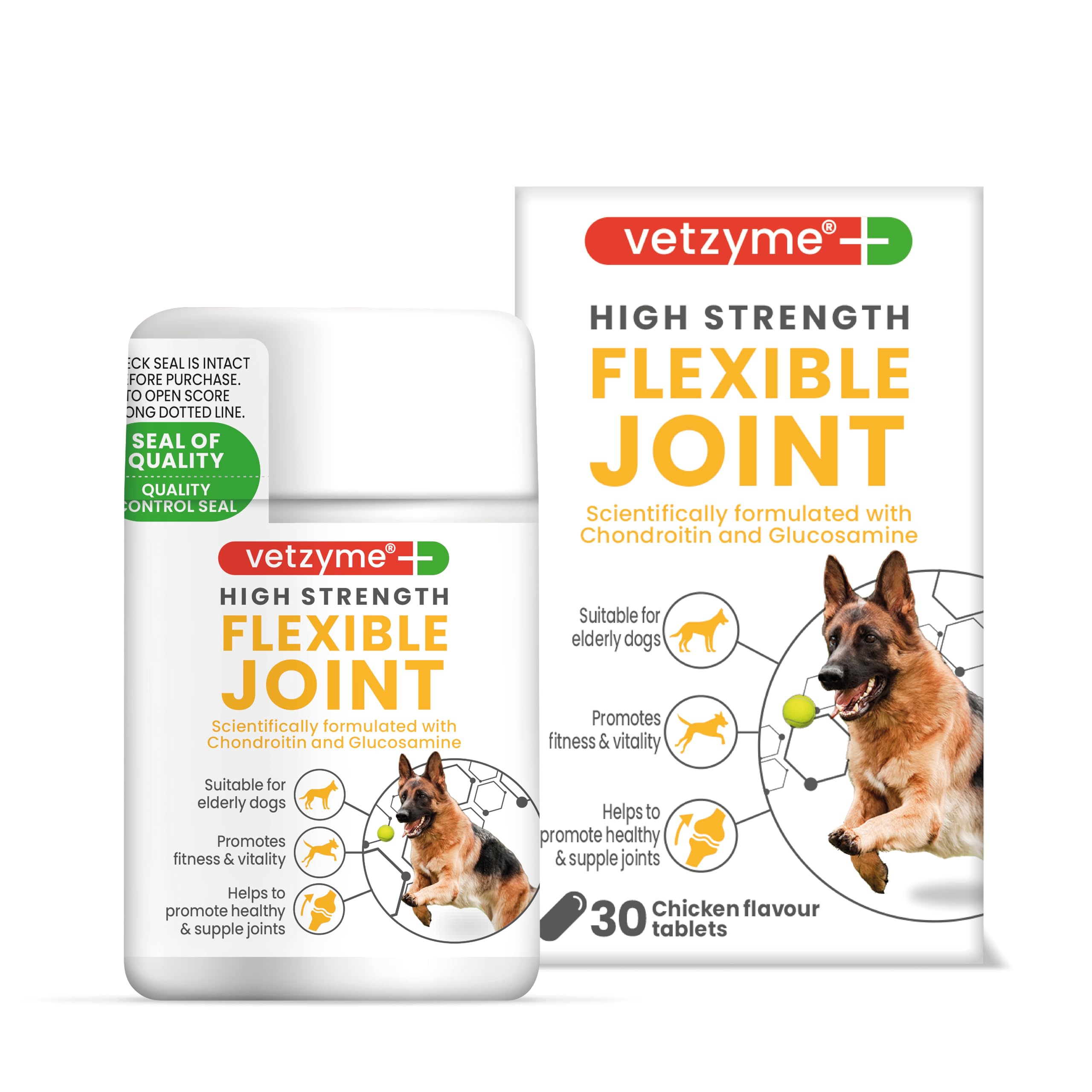 Vetzyme High Strength Flexible Joint Supplements for Senior Dogs - 30 Tablets 1