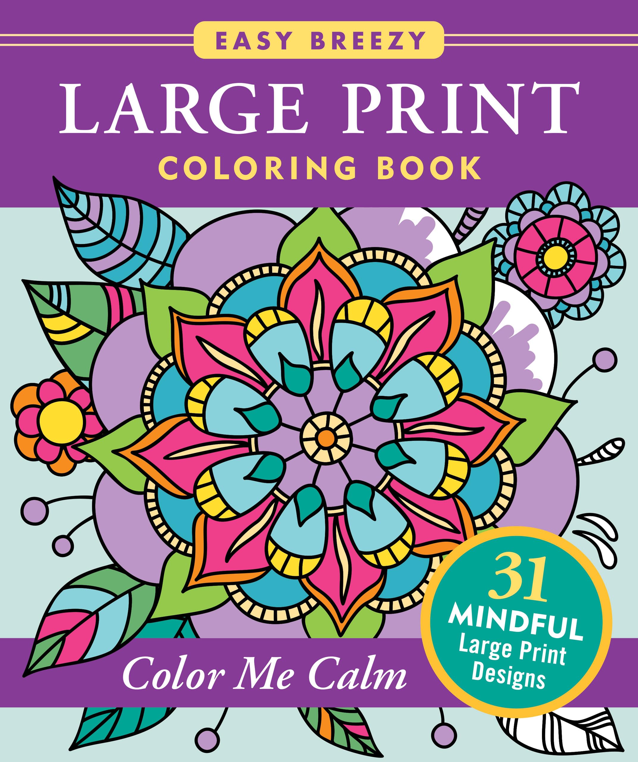 Peter Pauper Press Large Print Coloring Book - Color Me Calm | 50 Designs | Paperback