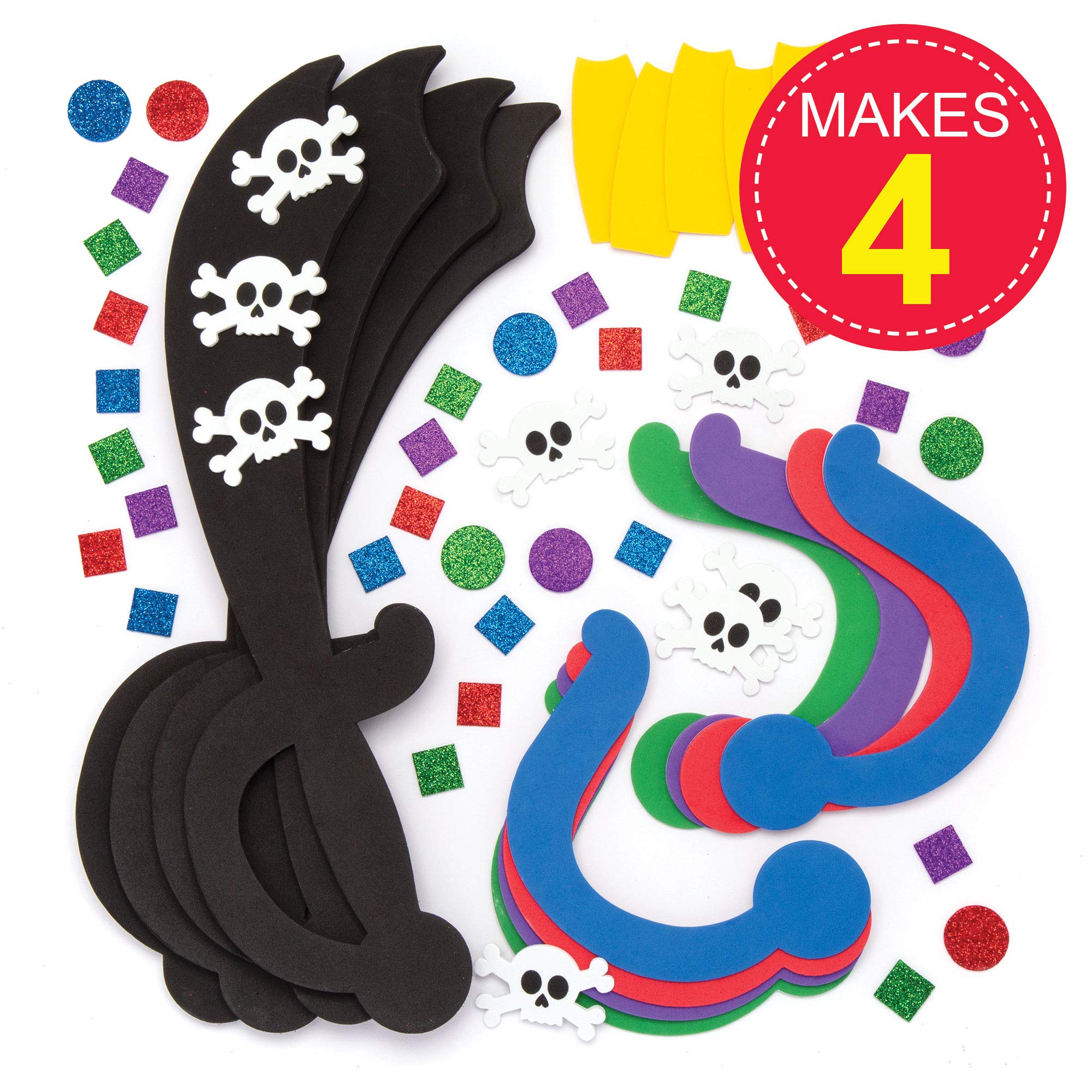 Baker Ross Pirate Sword Kits - Make Your Own Foam Swords | Pack of 4 | Ages 3+