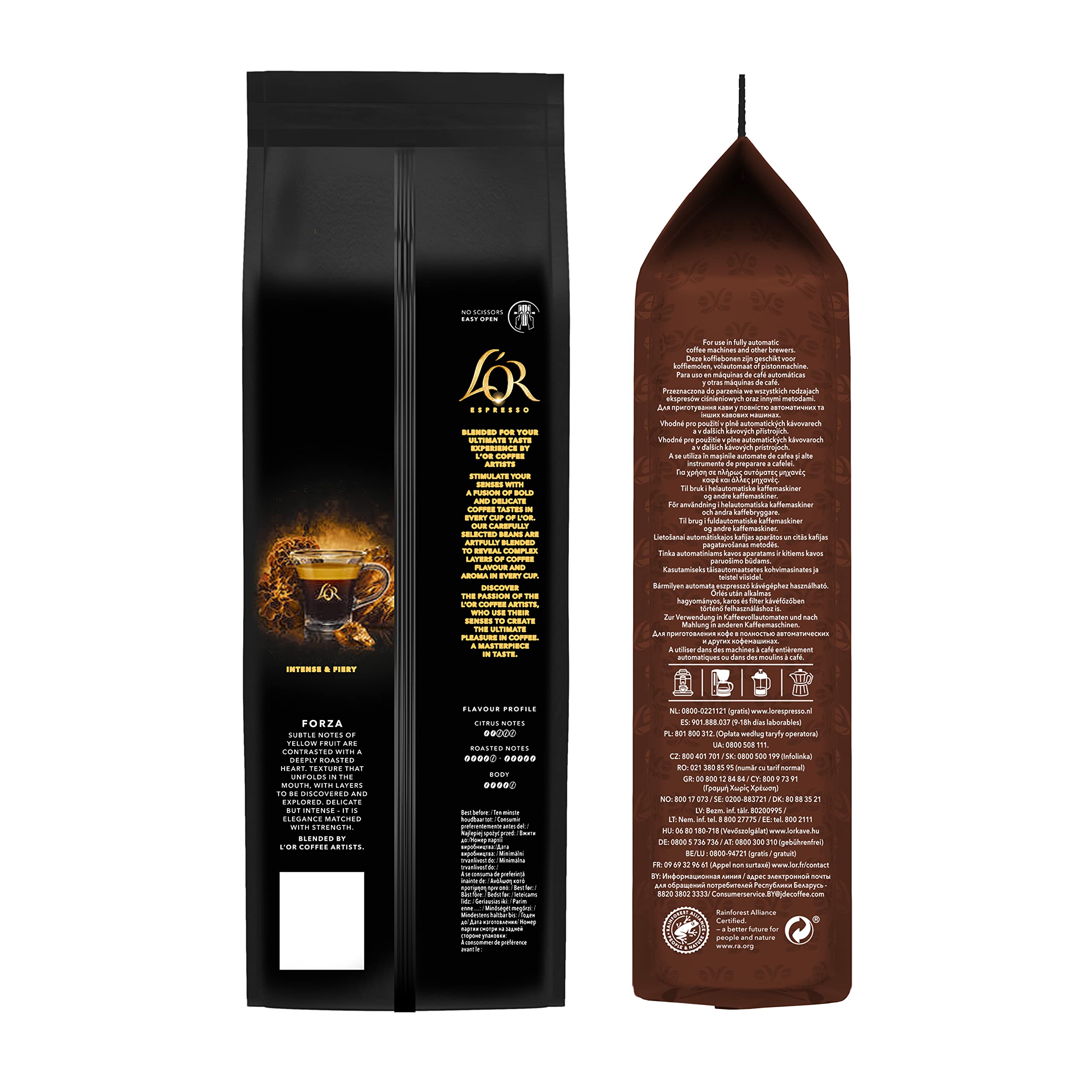 L'OR Espresso Forza Whole Roasted Coffee Beans - Intensity 9 | 500g | 100% Arabica 3