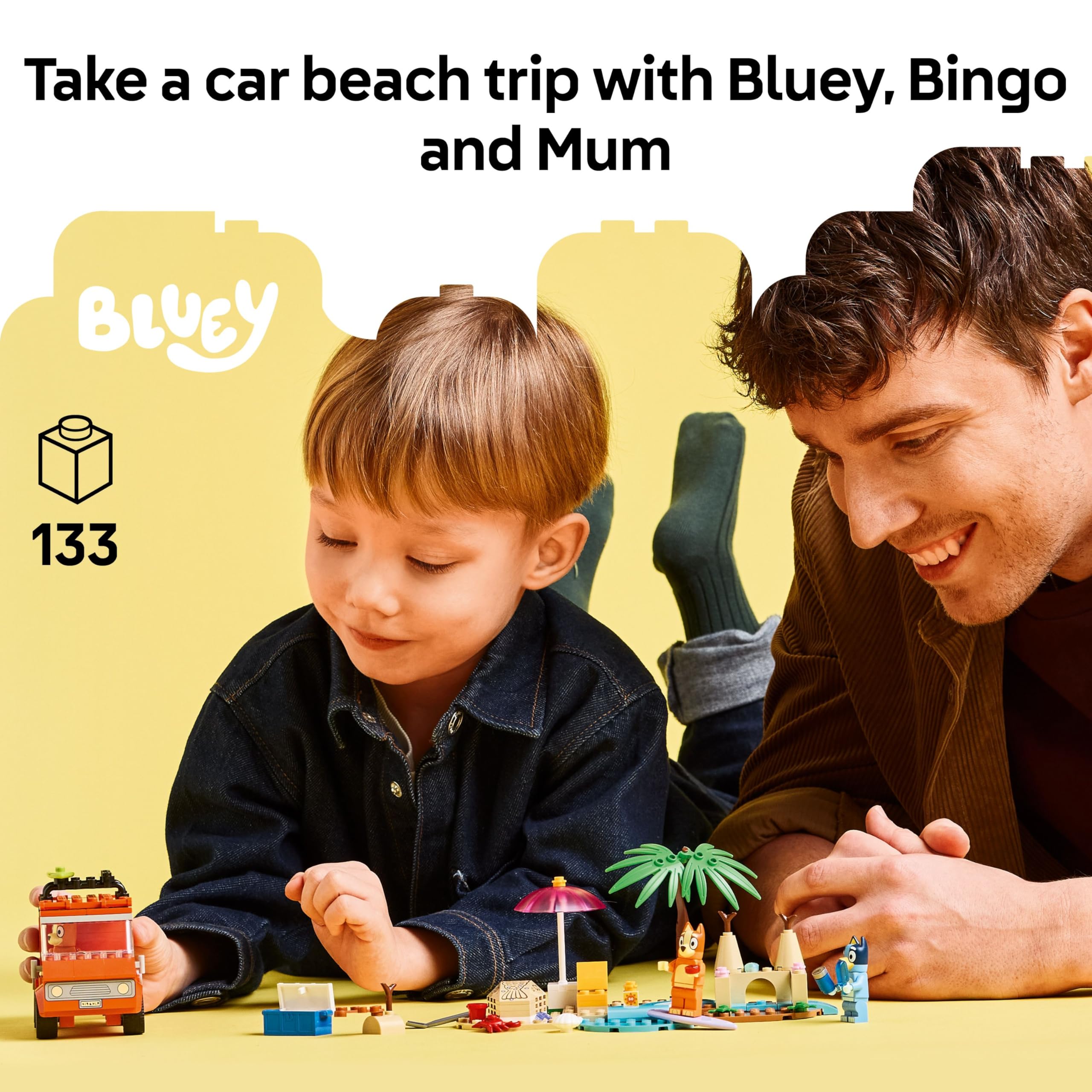 LEGO Bluey 11202 Bluey's Beach & Family Car Trip Building Set for Ages 4+
