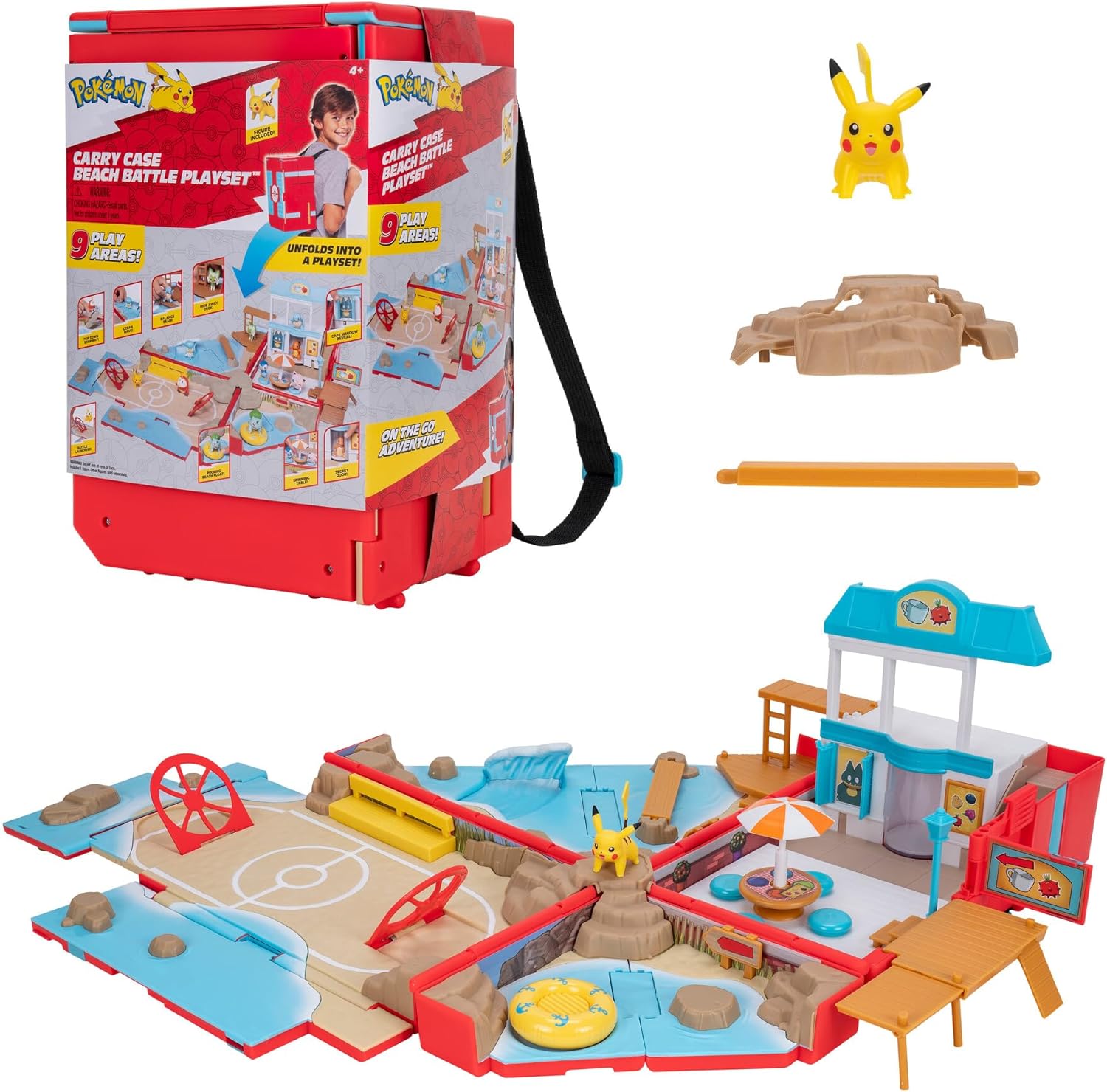 Pokémon Carry Case Beach Battle Playset - Portable Transforming Backpack with Pikachu Figure 1