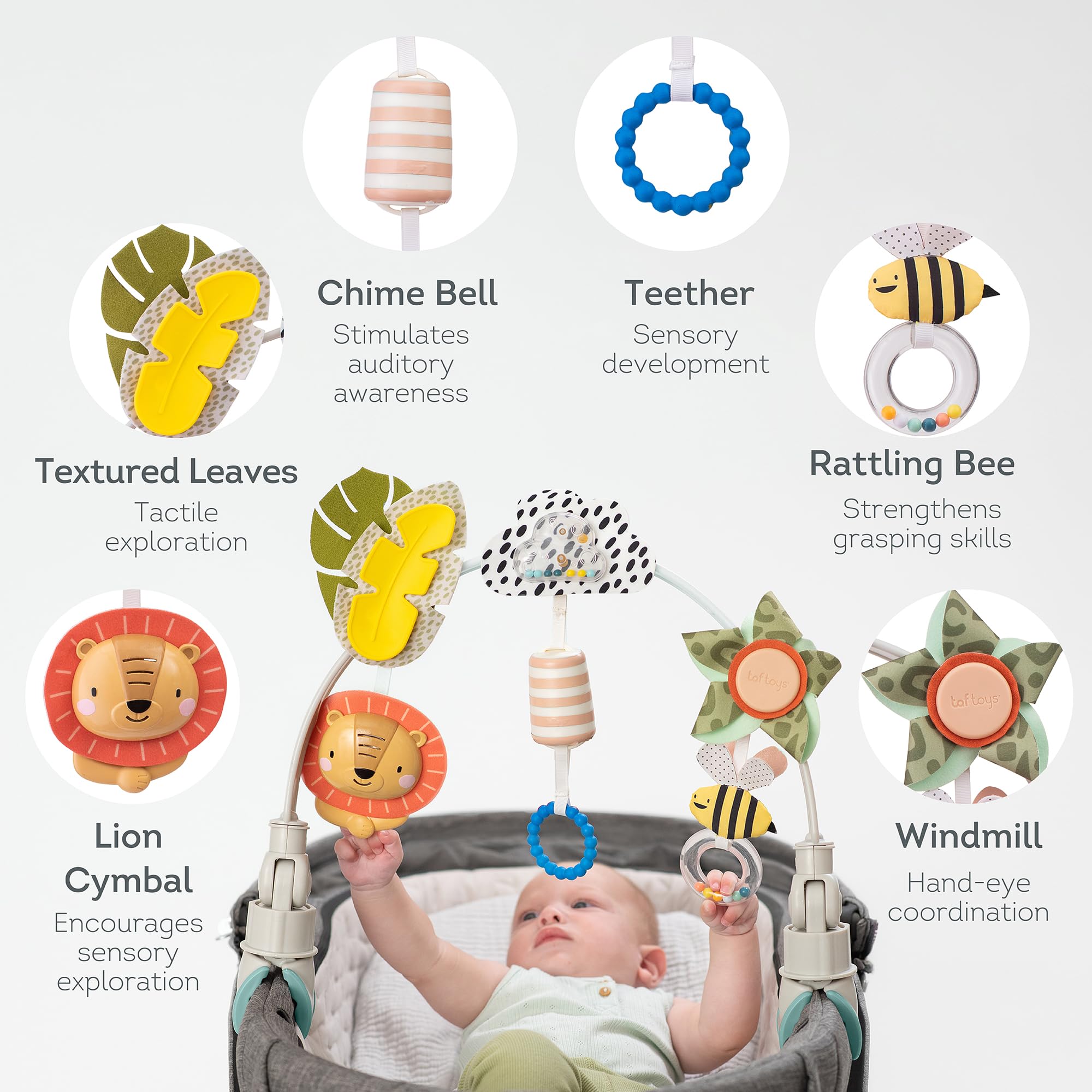 Taf Toys Savannah Adventures Arch - Activity Travel Toy for Strollers & Prams | Unisex Baby