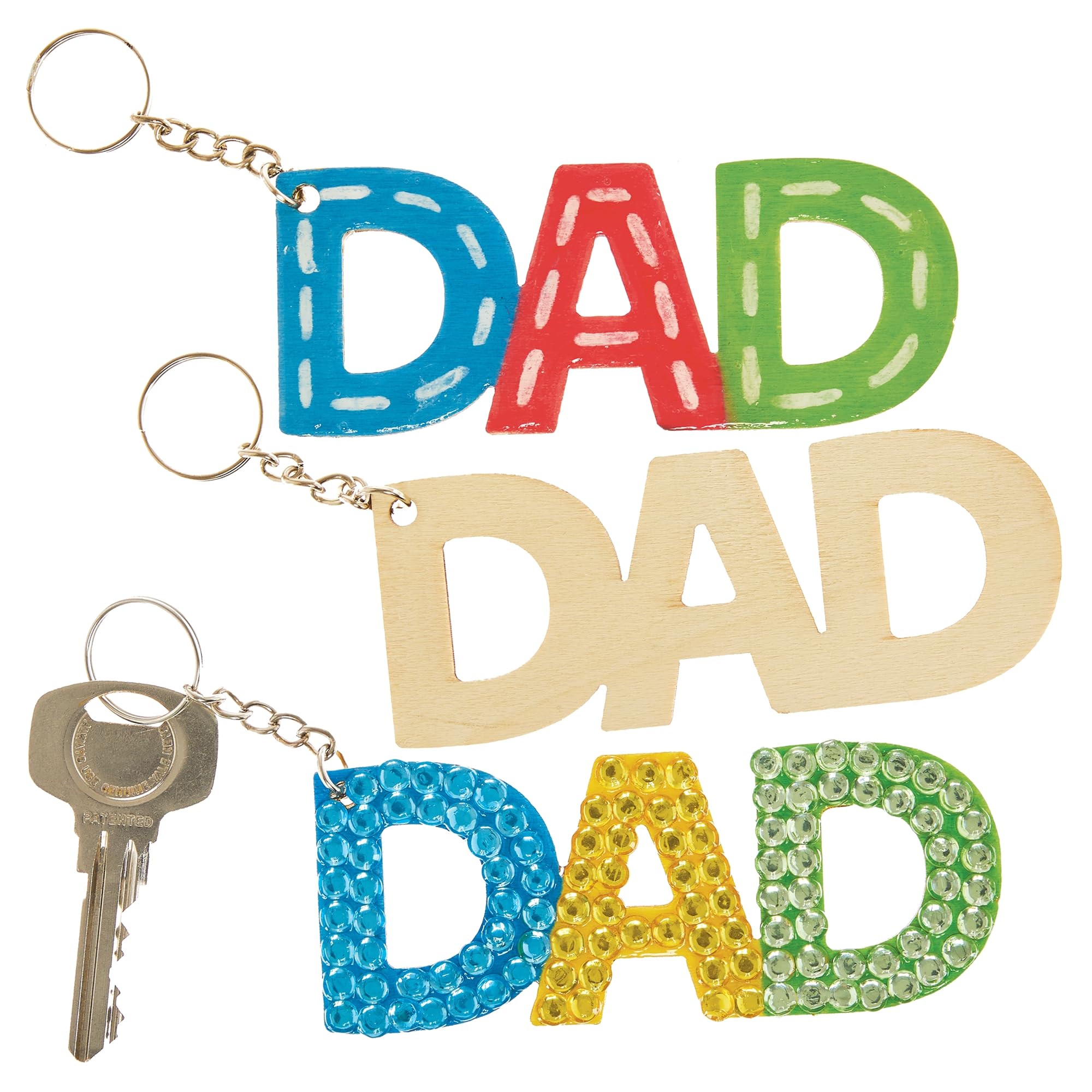 Baker Ross FN496 Father's Day DAD Wooden Keyrings - Pack of 6 | 10cm Length | 3mm Plywood 1