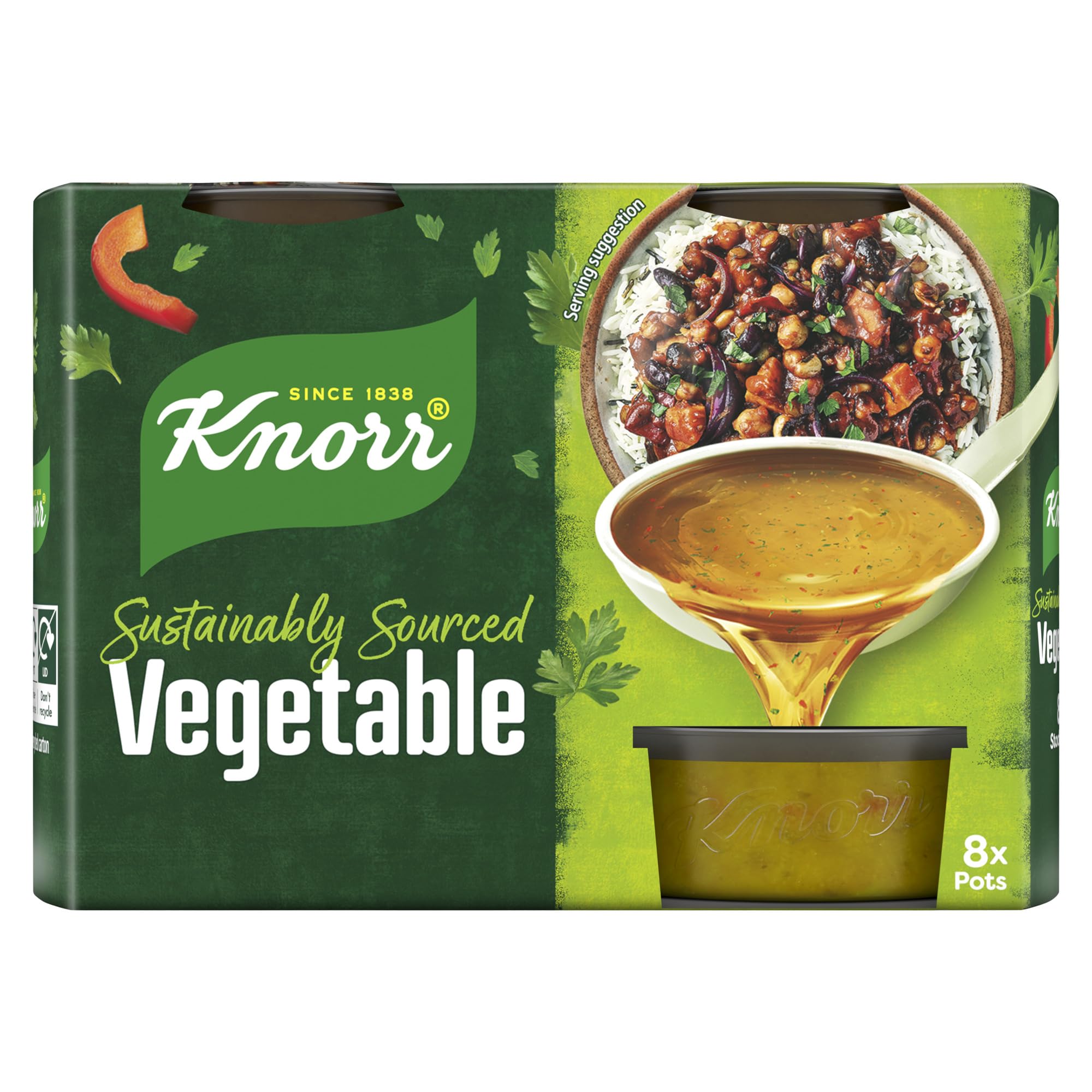 Knorr Vegetable Stock Pots - Gluten-Free, Rich Flavor for Vegetarian Meals | 8 x 28g Pots 1