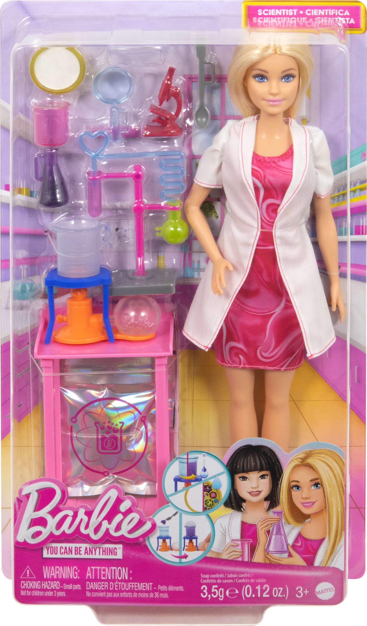 Barbie Scientist Doll and Accessories with Blonde Fashion Doll, Lab Table | Color-Change Beaker | Ages 3+ 7