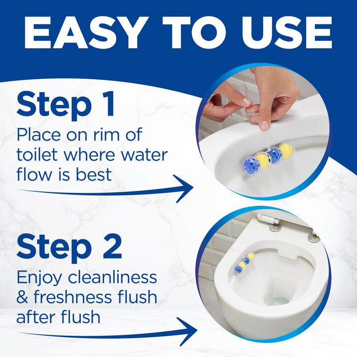 Bloo Power Active Toilet Rim Block - Lemon Scent with Anti-Limescale & Foaming Clean (240 Flushes)
