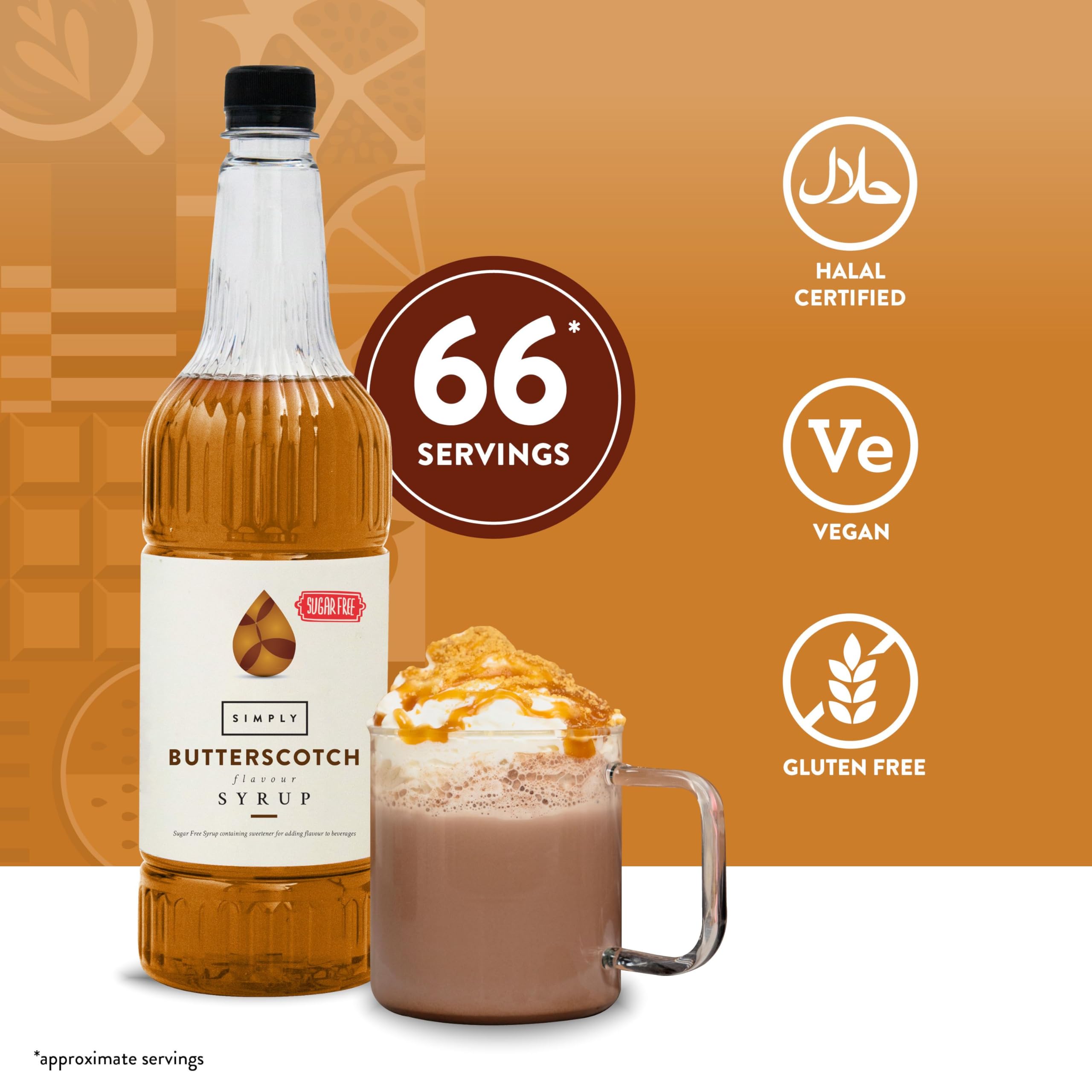 Simply Sugar Free Butterscotch Syrup - Low Calorie, Vegan, Nut Free | 1L 2