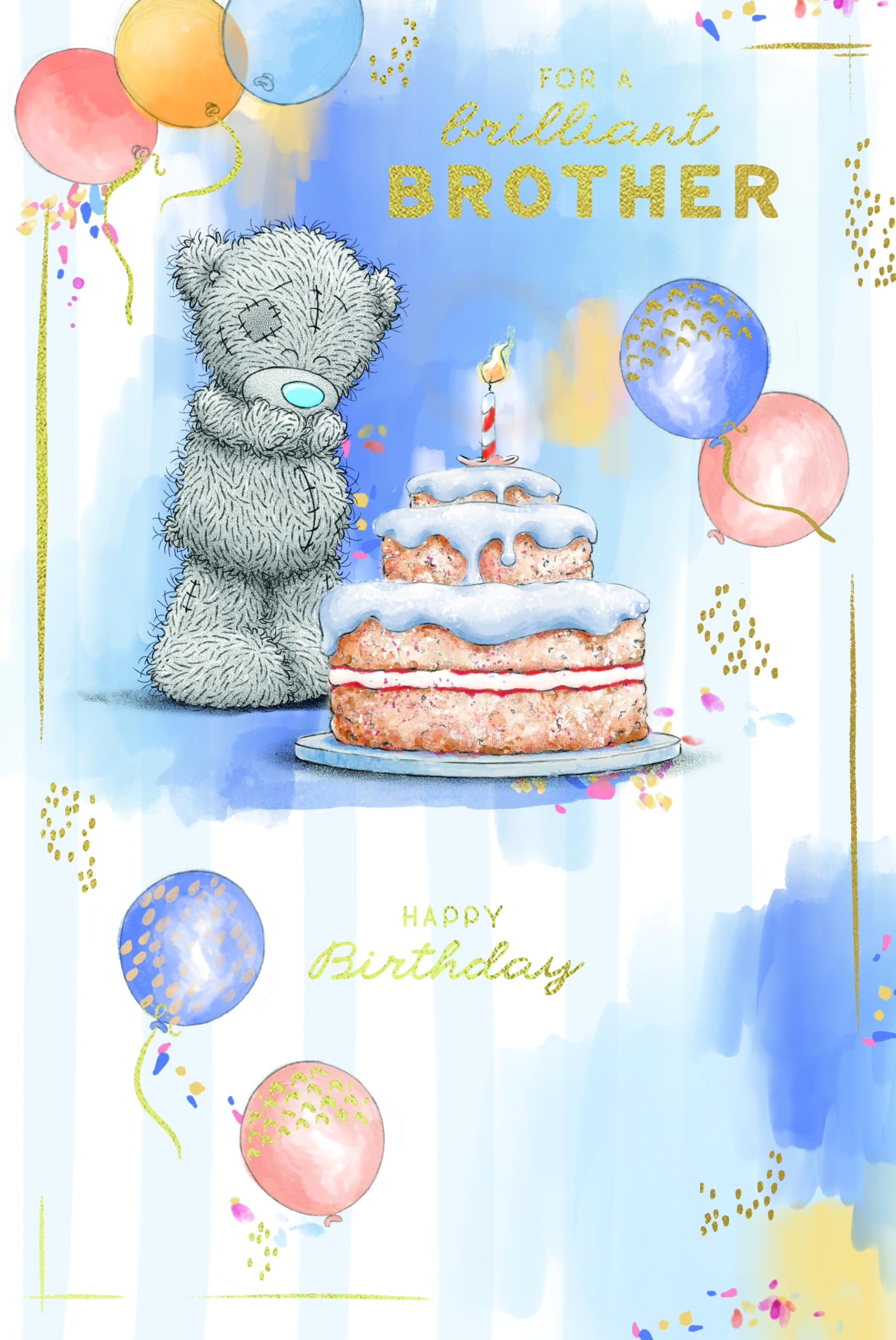 Me To You Tatty Teddy Birthday Card for Brother | 6 x 9 Inches | Gold Foil Accents 1