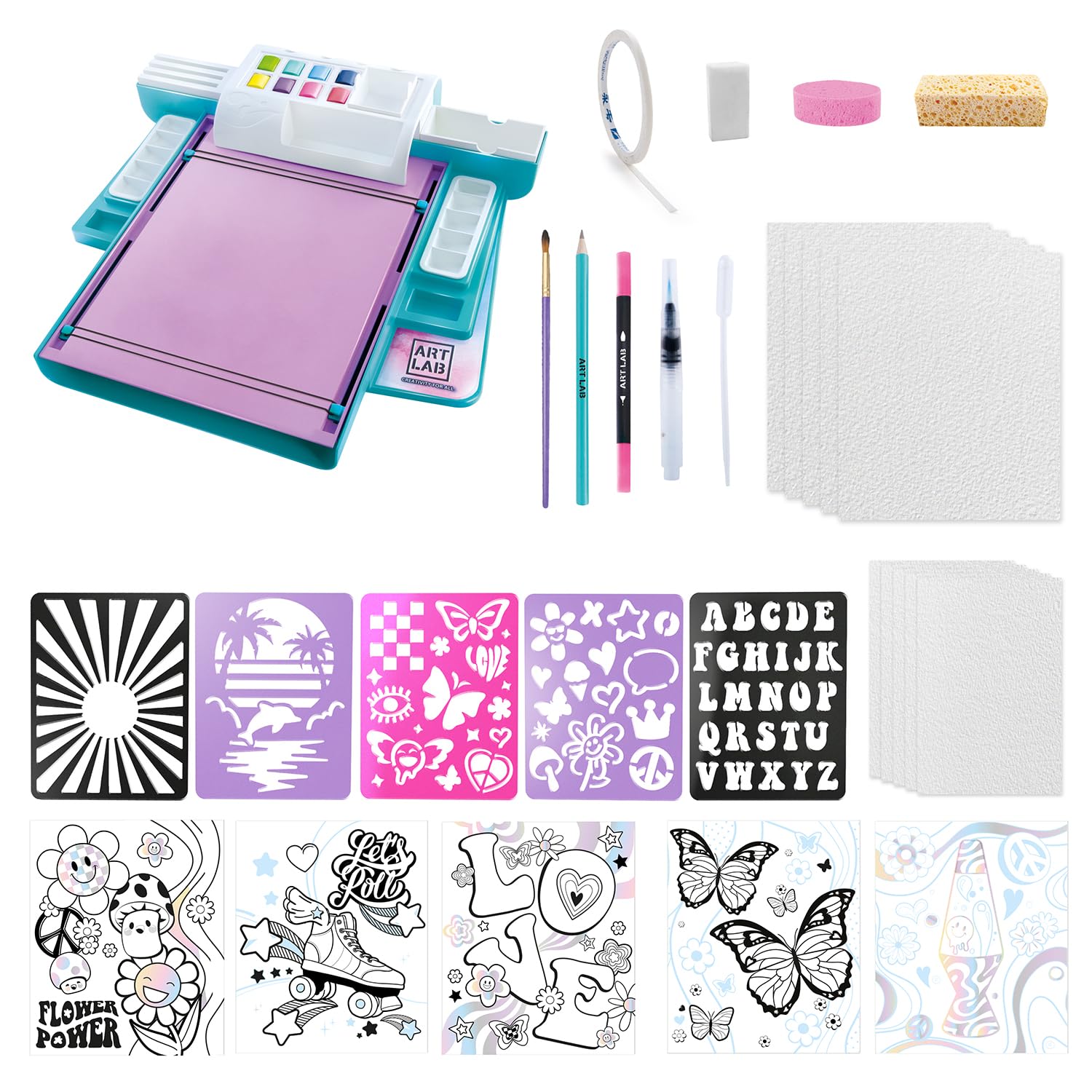 Art Lab Watercolour Studio - Compact Workstation | 8 Paints (Up to 15 Colors) | 15 Sheets Paper 6