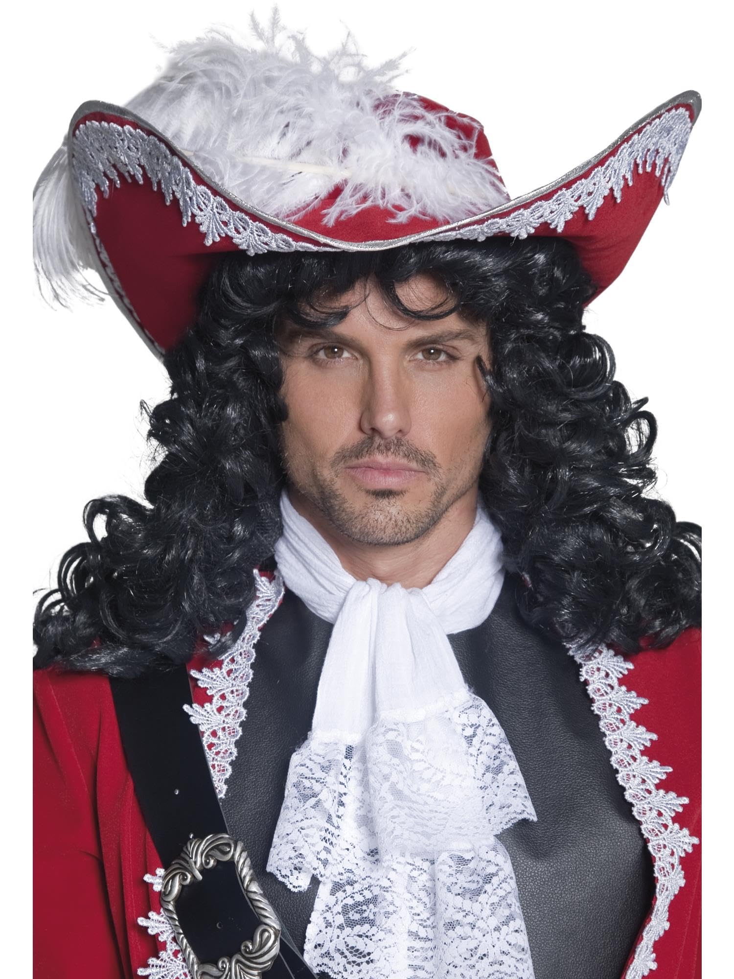 Smiffys Authentic Red Pirate Hat - Polyester, One Size | Halloween Costume Headwear