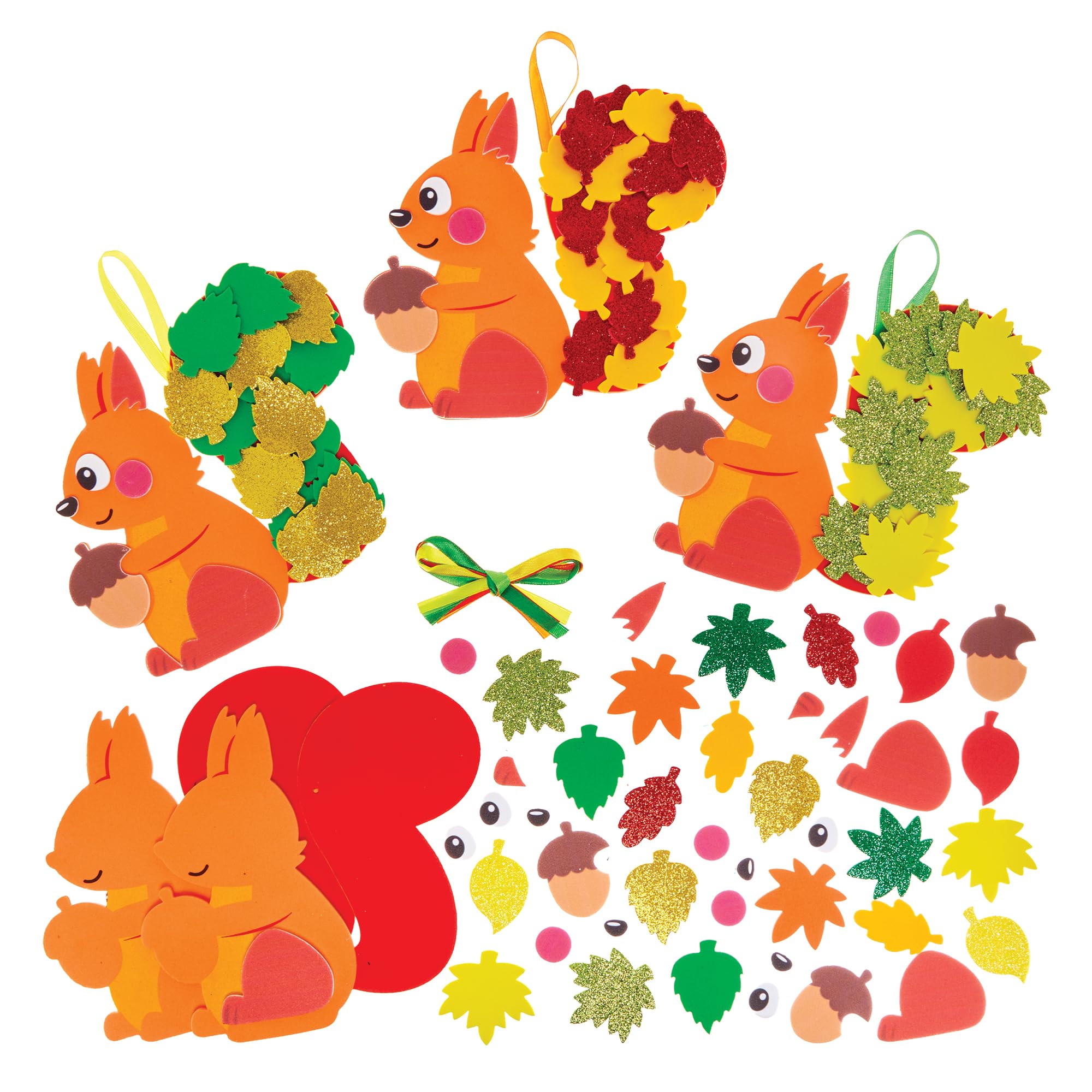 Baker Ross Leafy Squirrel Mix and Match Decoration Craft Kit - Pack of 5 1