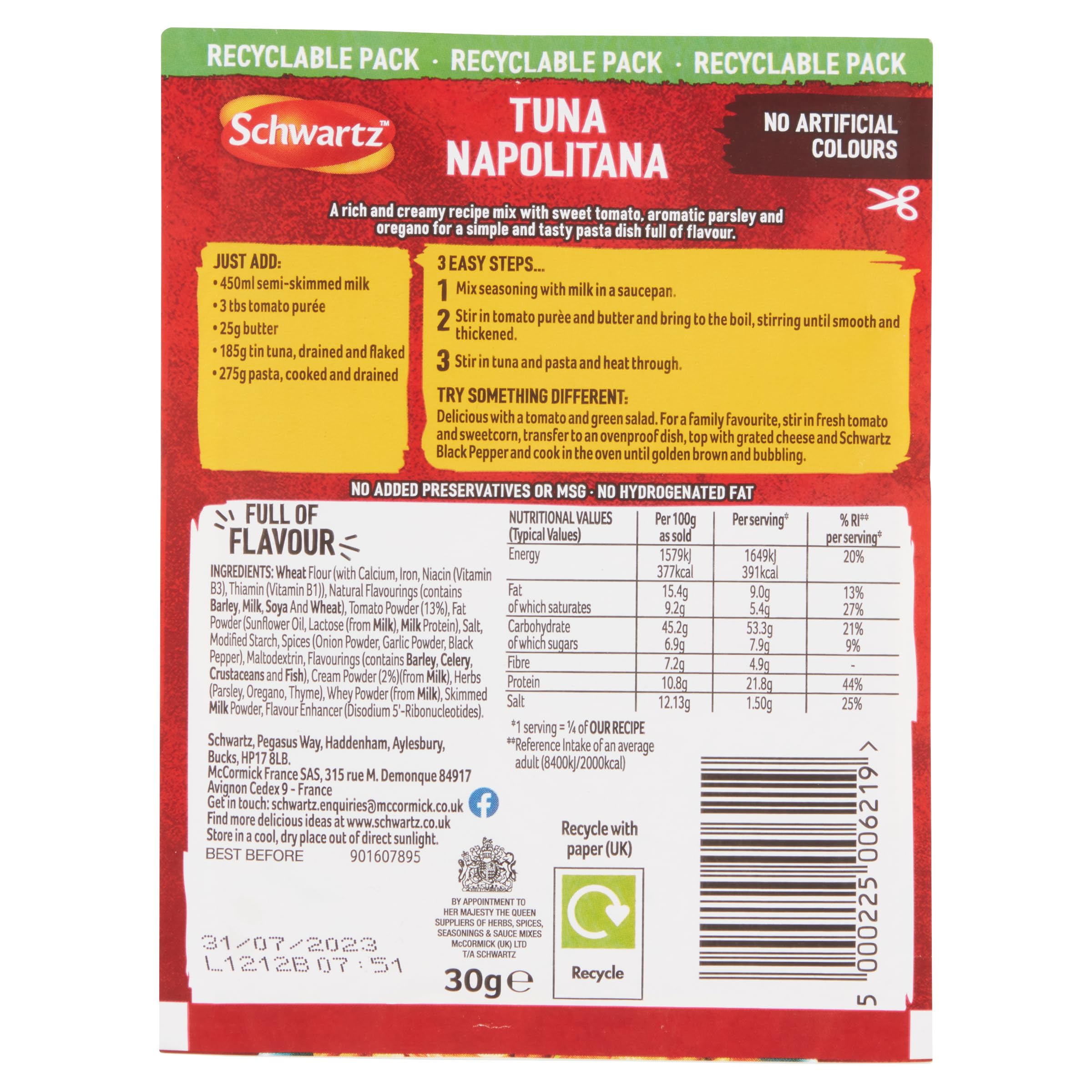 Schwartz Tuna Napolitana Recipe Mix - Rich & Creamy | 30g | All Natural 2