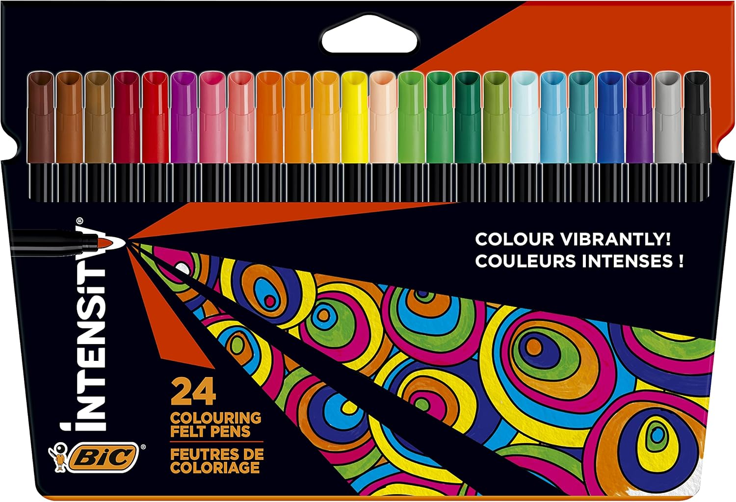 BIC Kids Visa Colouring 4-Blade Felt Pens - Assorted Colours, Pack of 24 - Spring Mounted Blades with Pivoting Head for Ultra Smooth Shave 1
