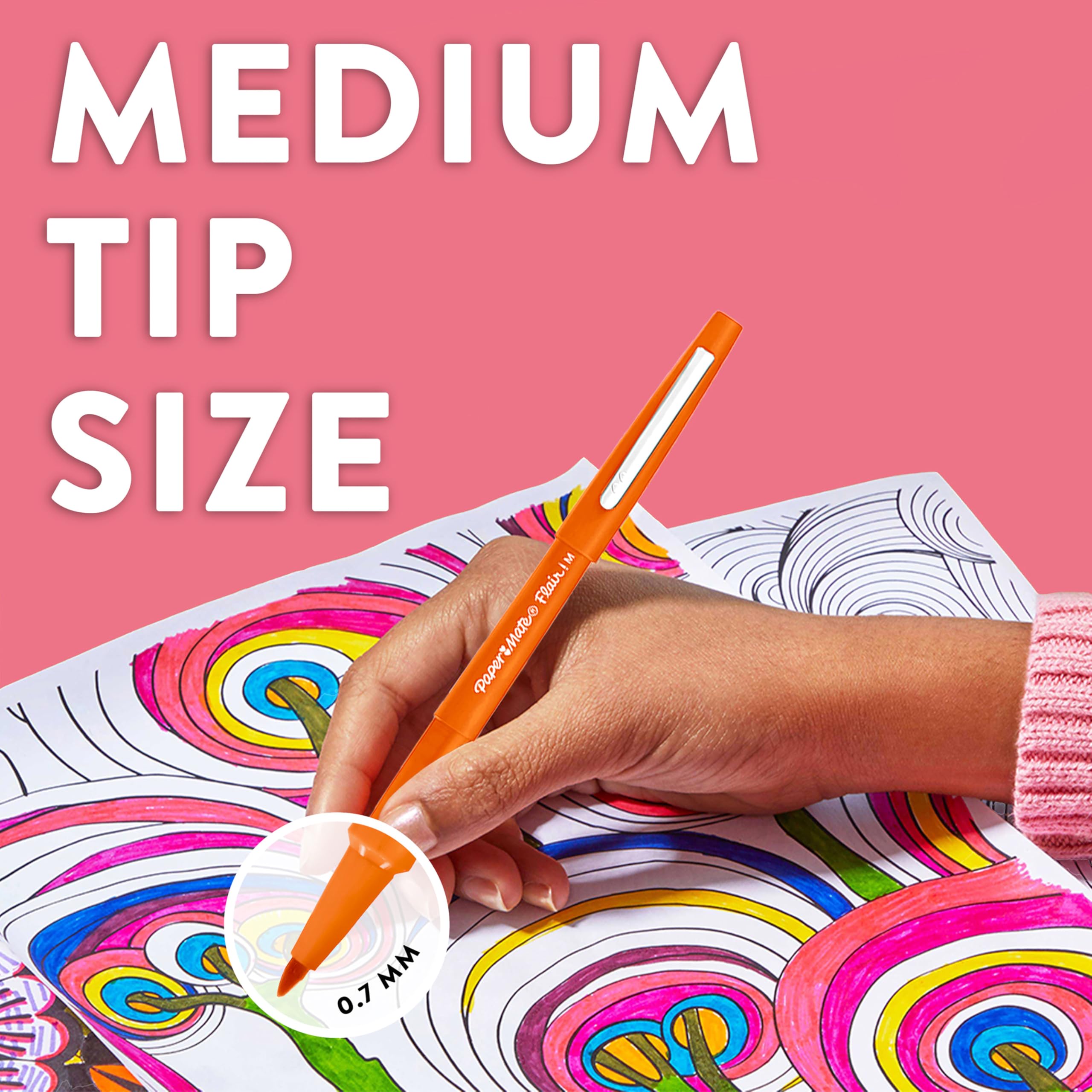 Paper Mate Flair Felt Tip Pens - Medium Point (0.7 mm) Marker Pens | Assorted Colours | Pack of 12 7