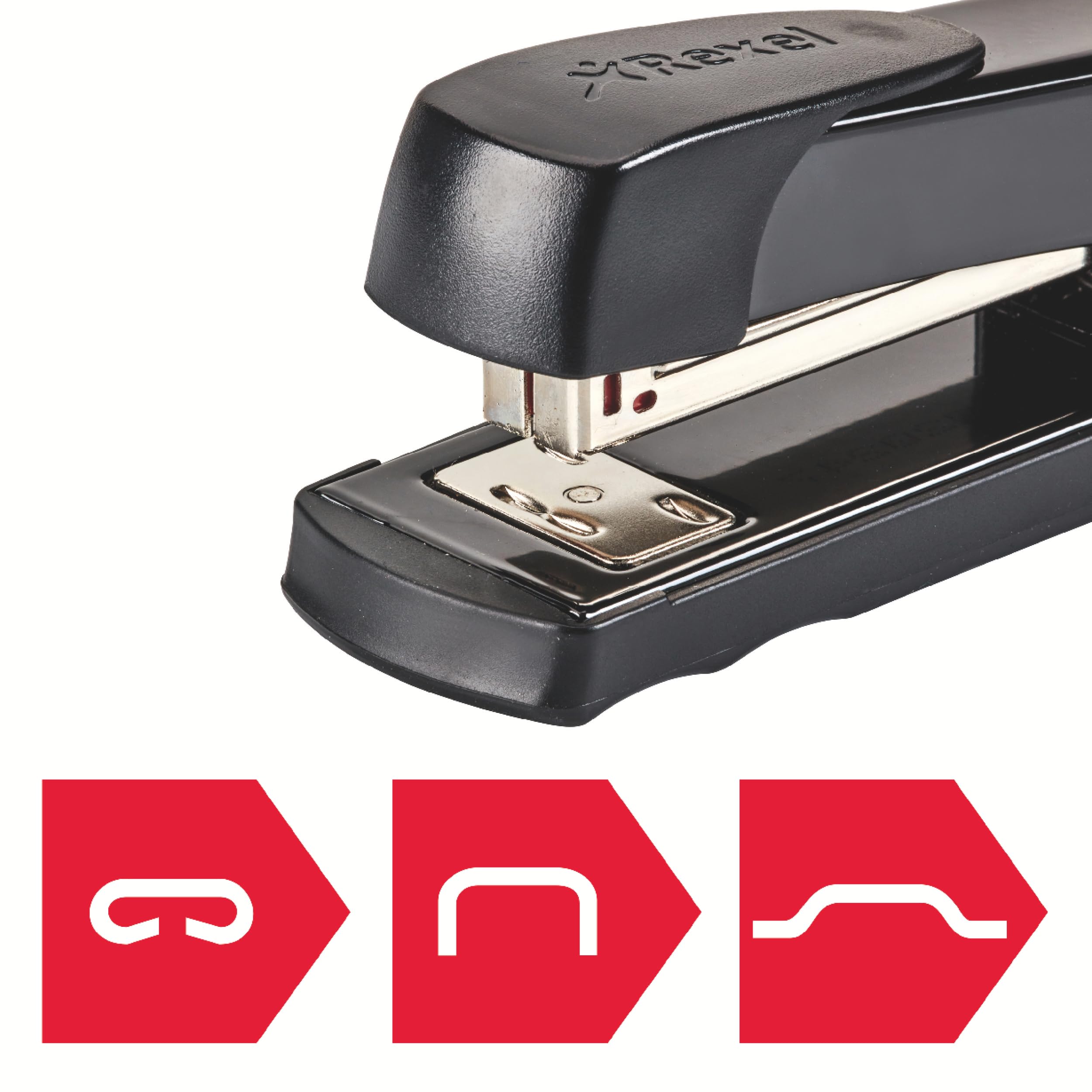 Rexel Meteor Half Strip Stapler - 20 Sheet Capacity, Metal Body, Black (3 Pack with Staples) 5