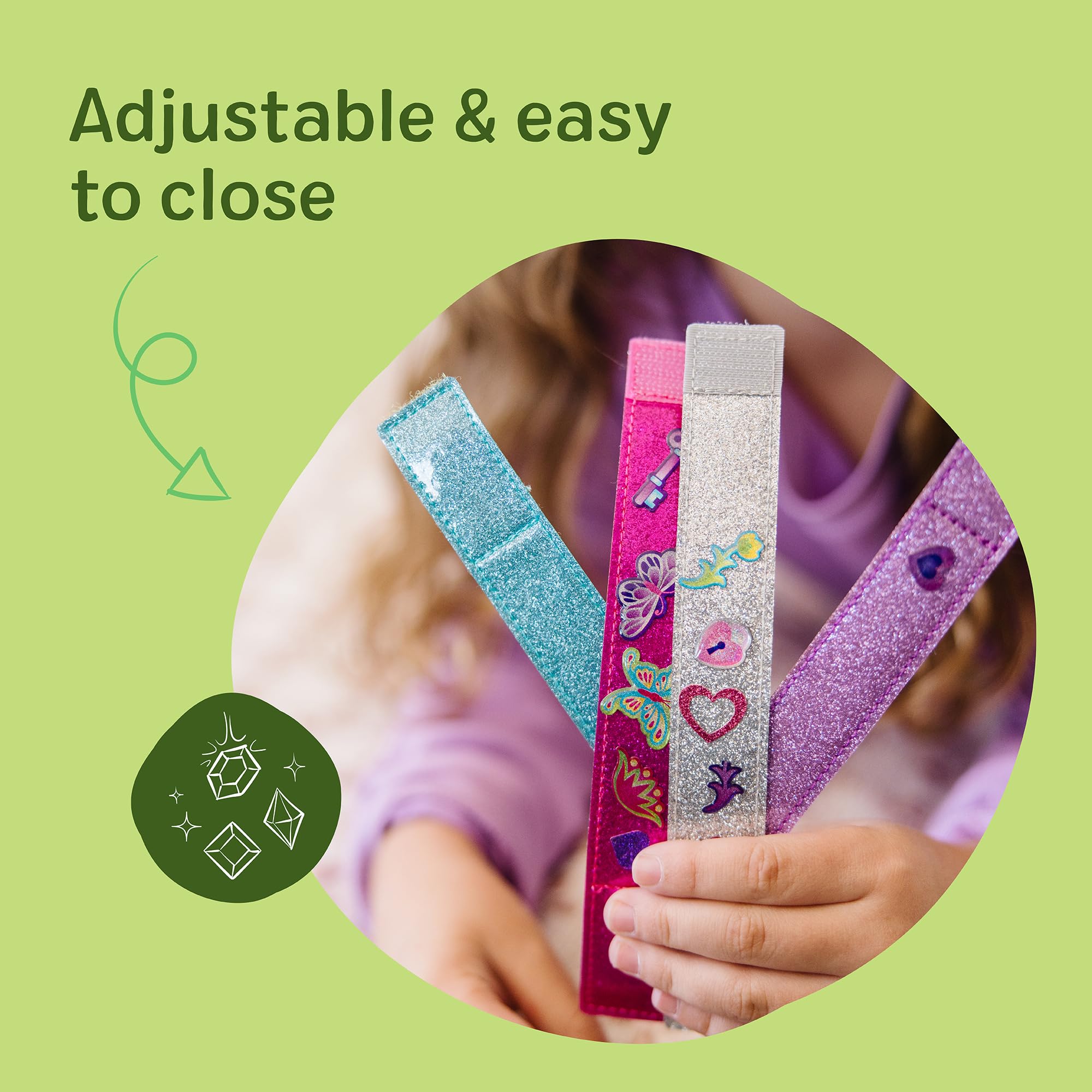 Melissa & Doug Design-Your-Own Bracelets Craft Kit | 4 Reversible Bracelets | 100+ Stickers | Ages 4-7 6