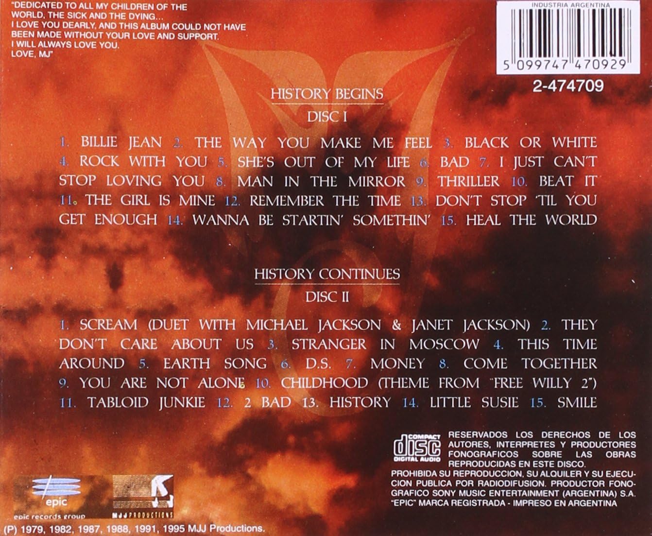 Michael Jackson - HIStory - Past, Present and Future Book I [Audio CD]