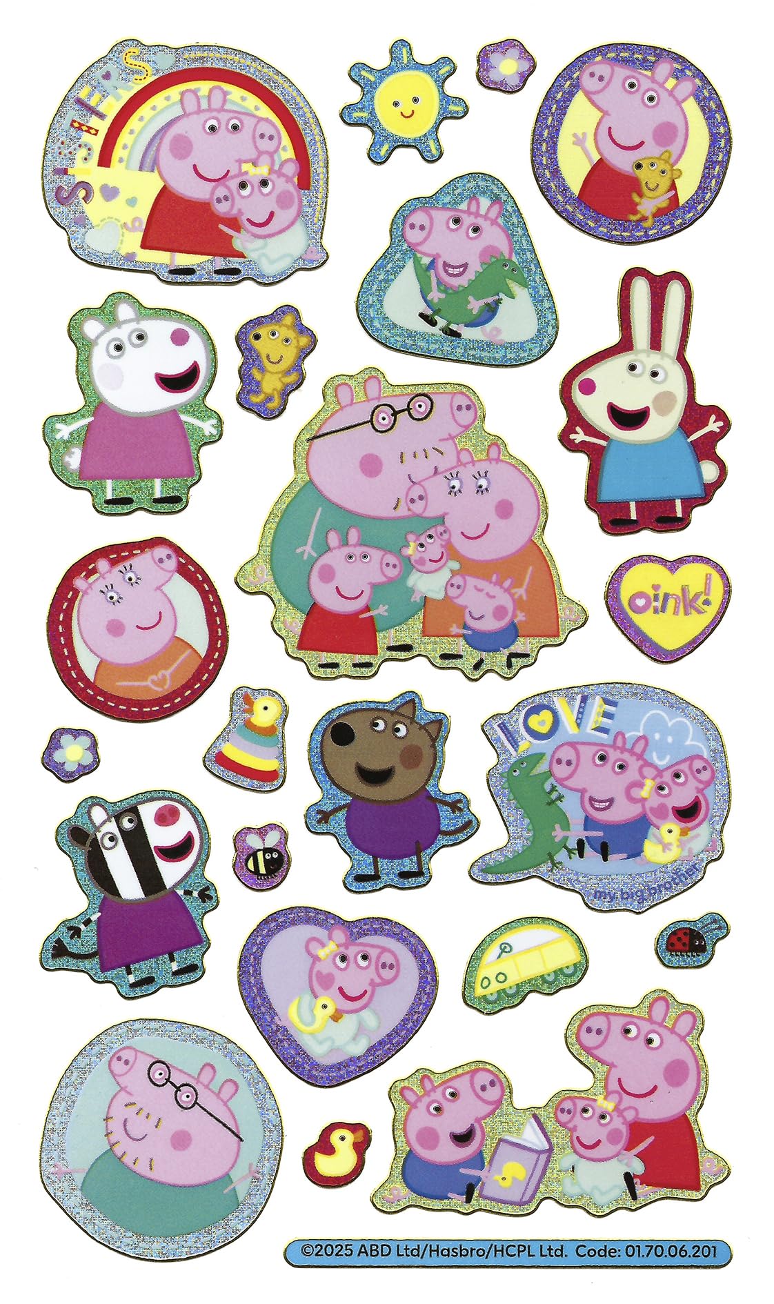 Paper Projects Peppa Pig Family Sparkly Reusable Stickers - Includes New Baby Sister Evie 2