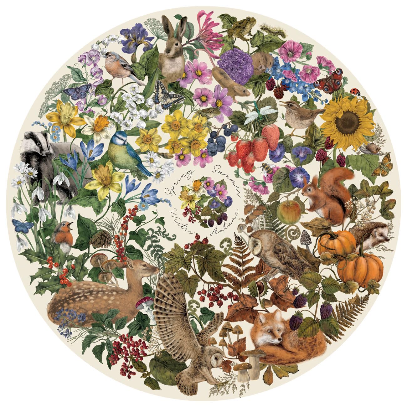 Gibsons The Art File Nature’s Seasons 500 Piece Circular Jigsaw Puzzle | 49 cm Diameter 4