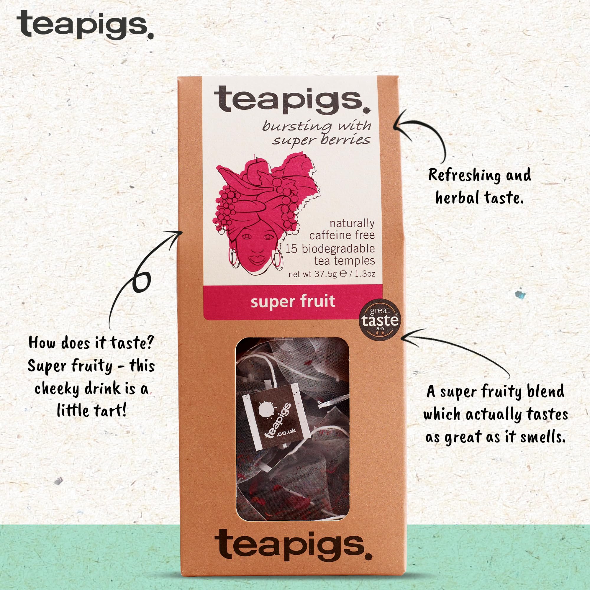 teapigs Super Fruit Tea - Caffeine-Free, Bold & Tart Flavor | 15 Teabags (37.5 g) 3
