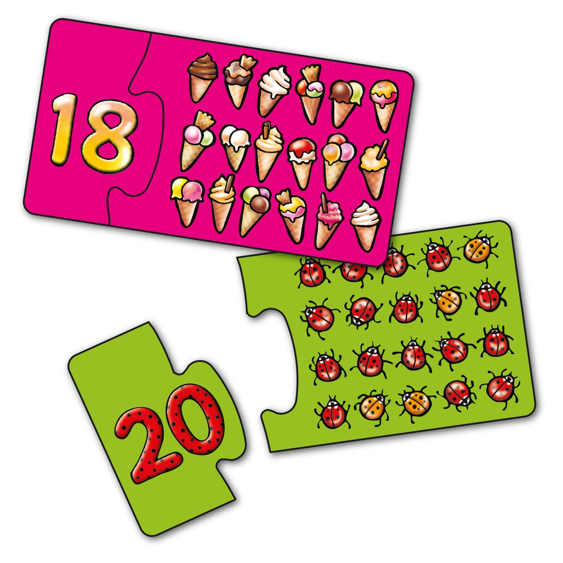 Orchard Toys Match and Count Jigsaws - Learn Numbers 1-20 | 20 x 2-Piece Puzzles for Ages 3+ 5