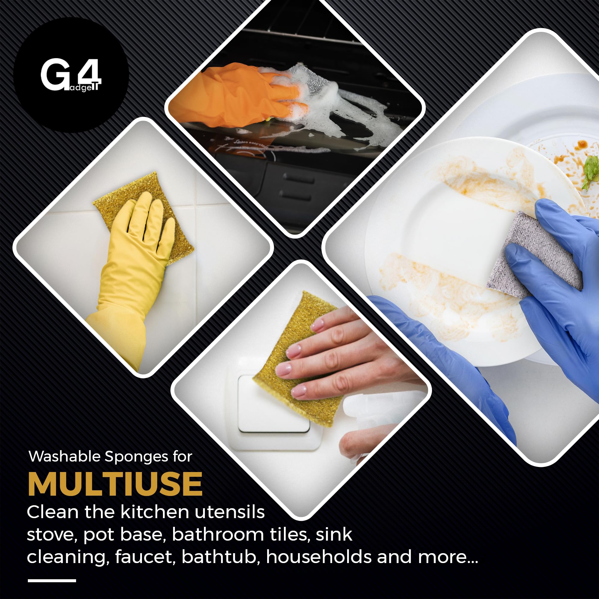 G4GADGET - 6er-Pack metallische Scheuerschwämme, kratzfester Küchenschrubber 6