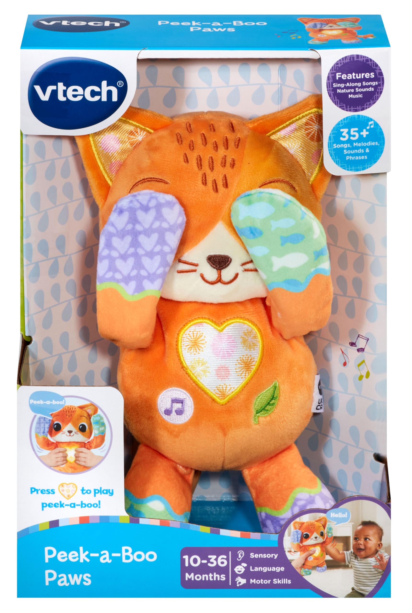 VTech Peek-a-Boo Paws Interactive Kitty Toy - Musical & Soothing Nature Sounds for Toddlers 9
