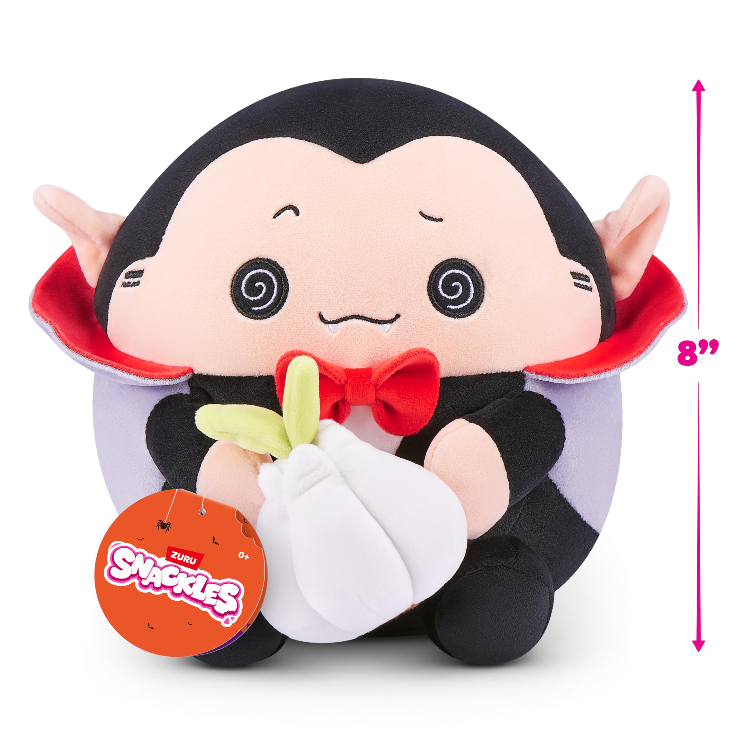 Snackles Draco the Vampire 8-inch Soft Doll with Garlic Bulb Plush Toy by ZURU 4
