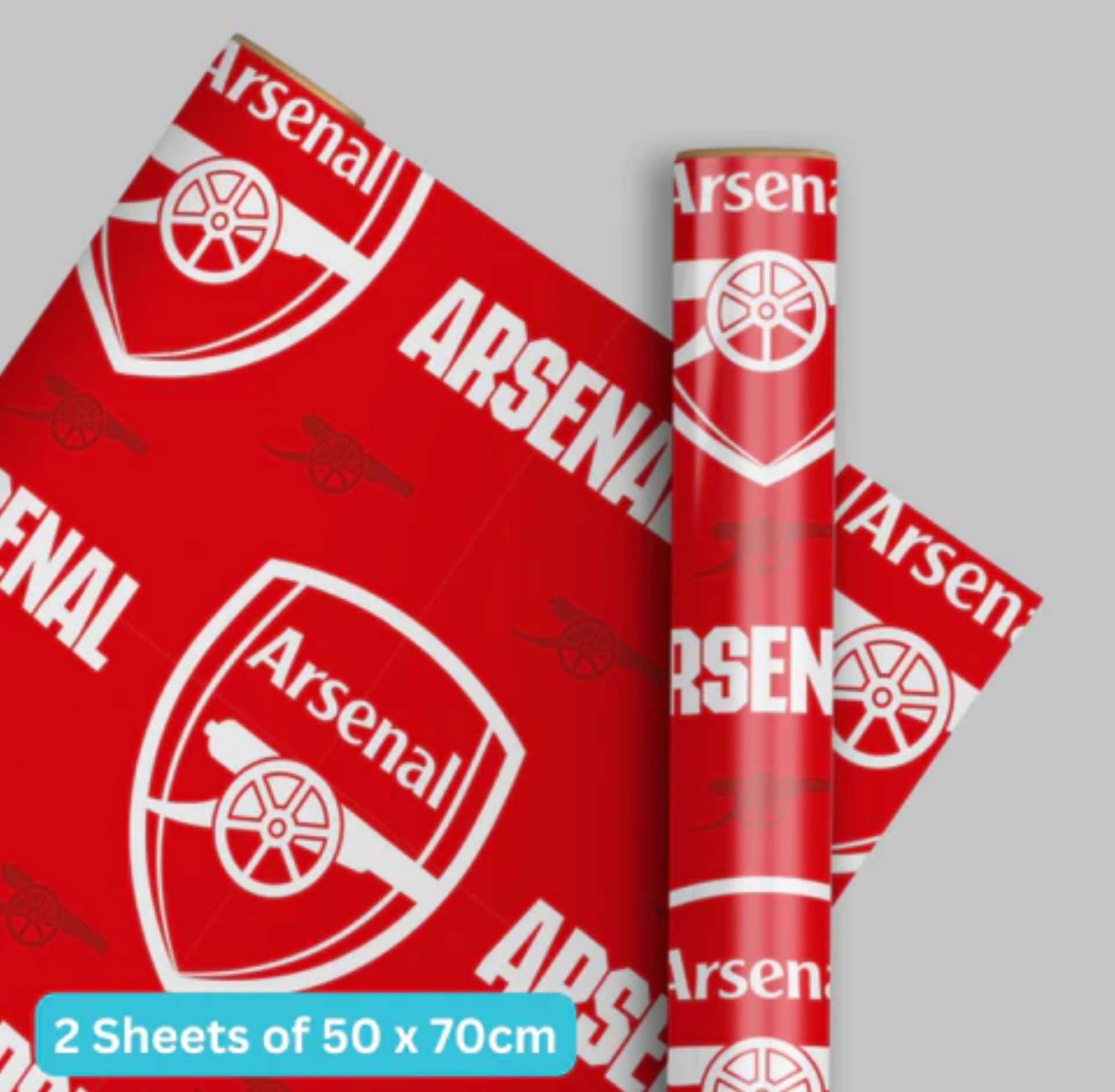 Danilo Promotions LTD Arsenal FC Wrapping Paper - 2 Sheets, 2 Tags | 70x50cm | Red | Glossy Finish 4